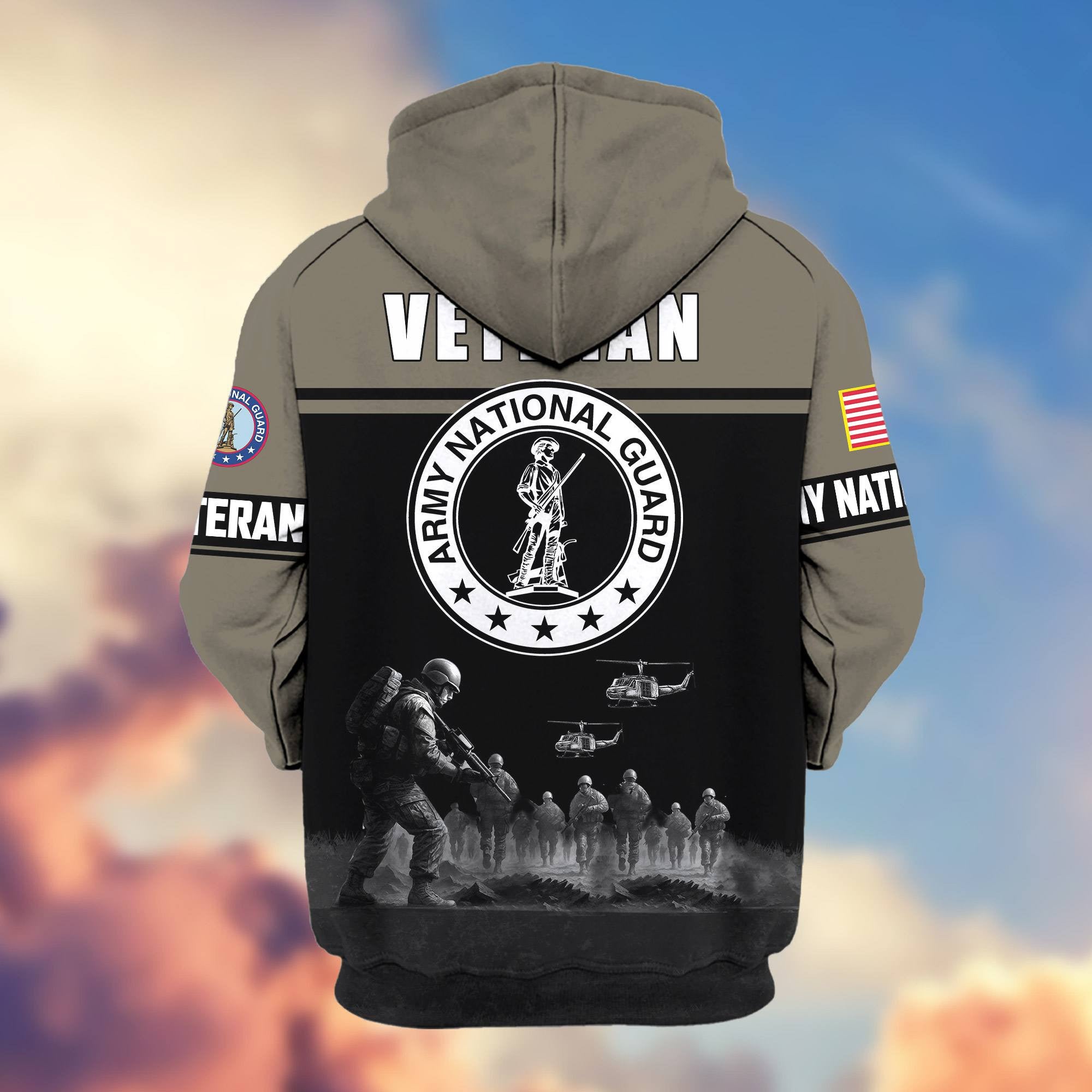 Premium US Veterans Zip Hoodie, Gifts For US Veterans, Gifts On Father's Day, Veterans Day.