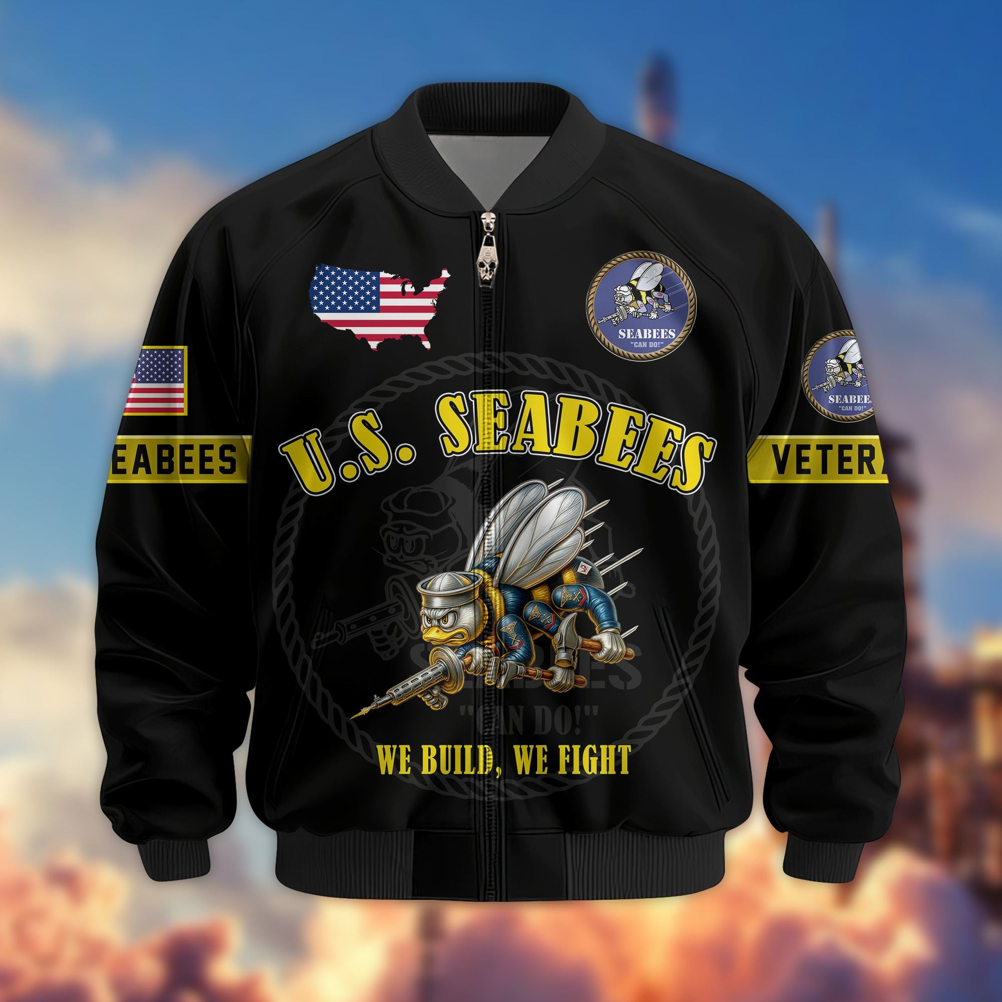 Premium US Veterans Bomber Jacket, Gifts For US Veterans, Gifts On Father's Day, Veterans Day.