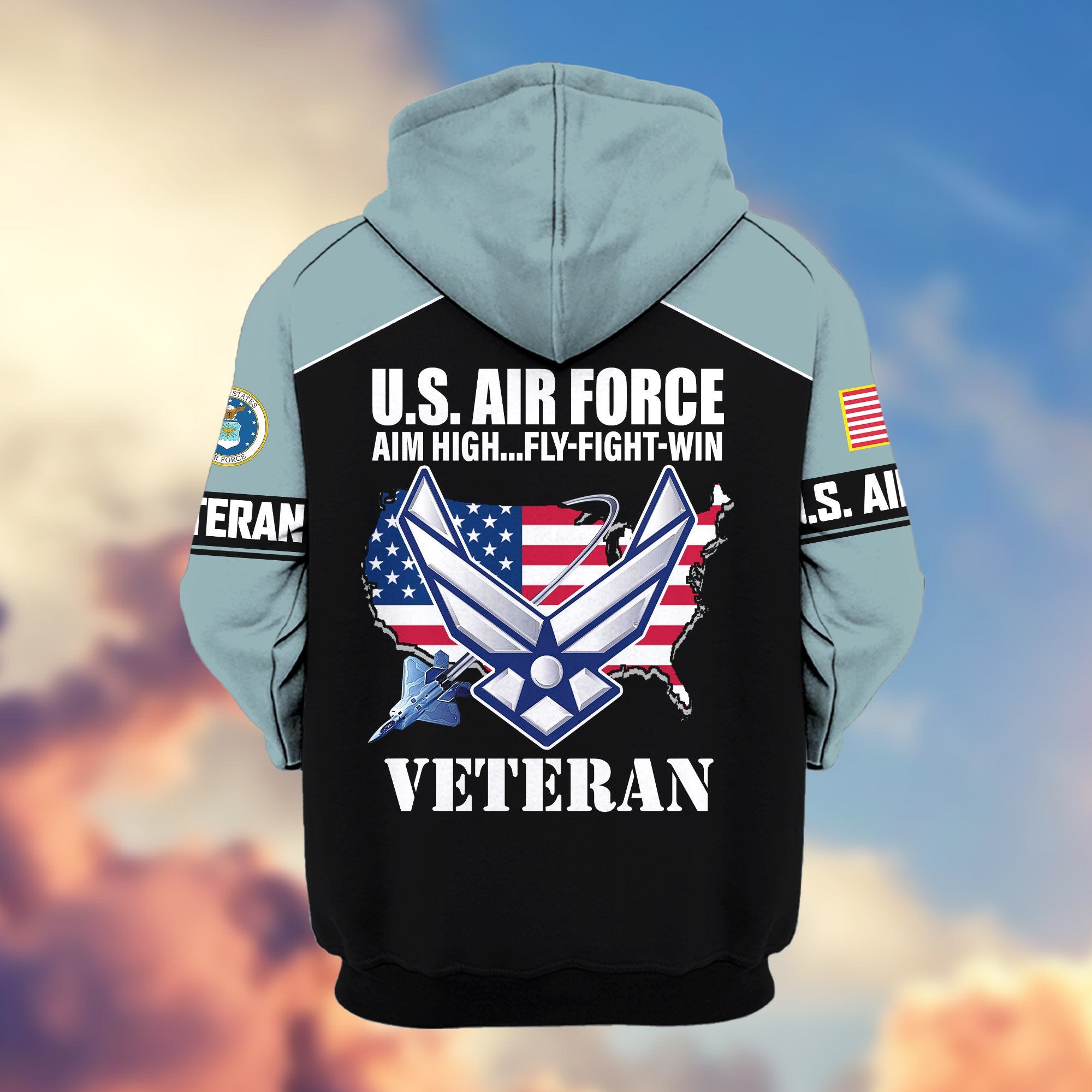 Premium US Veterans Zip Hoodie, Gifts For US Veterans, Gifts On Father's Day, Veterans Day.