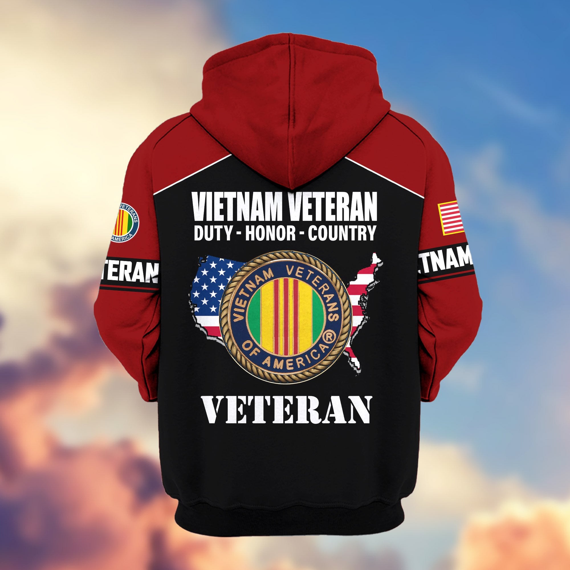 Premium US Veterans Zip Hoodie, Gifts For US Veterans, Gifts On Father's Day, Veterans Day.