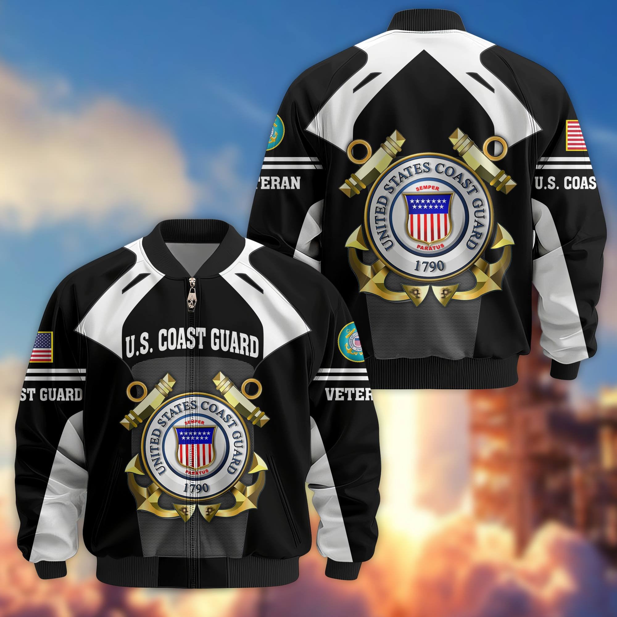 Premium US Veterans Bomber Jacket, Gifts For US Veterans, Gifts On Father's Day, Veterans Day.