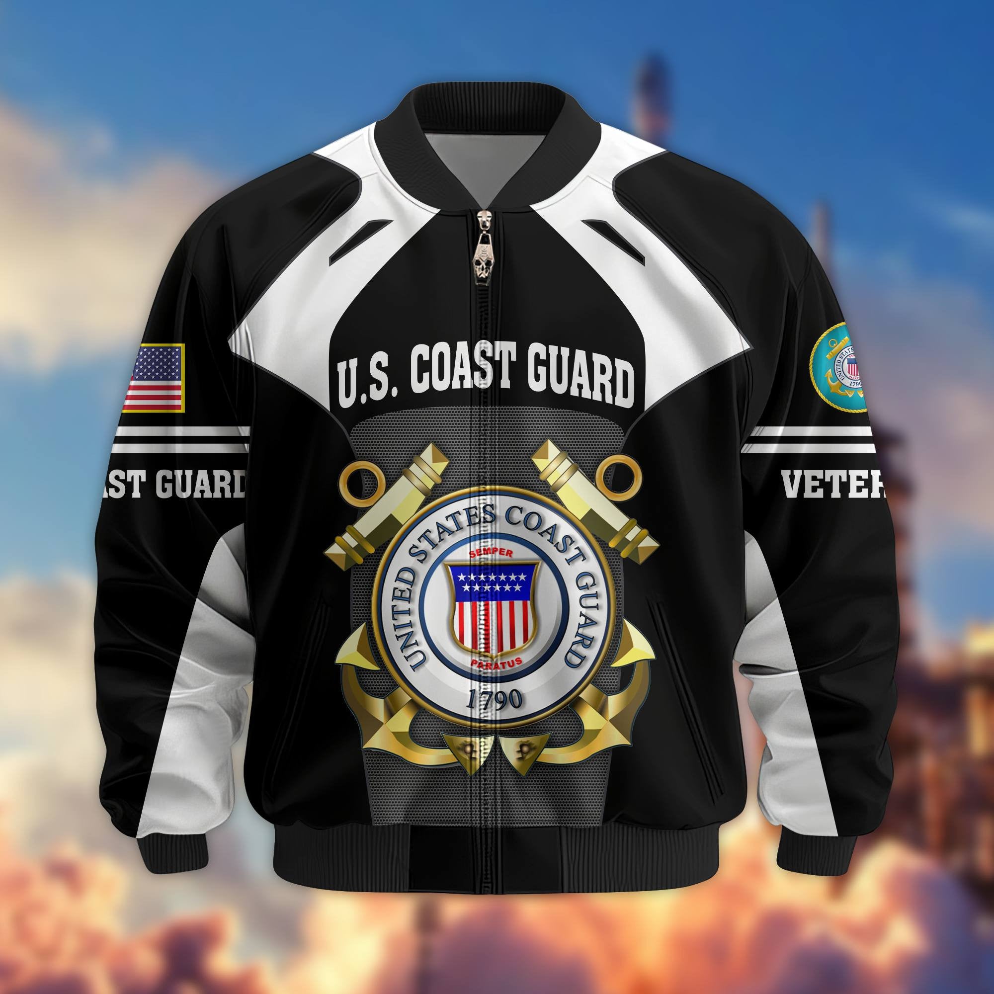 Premium US Veterans Bomber Jacket, Gifts For US Veterans, Gifts On Father's Day, Veterans Day.