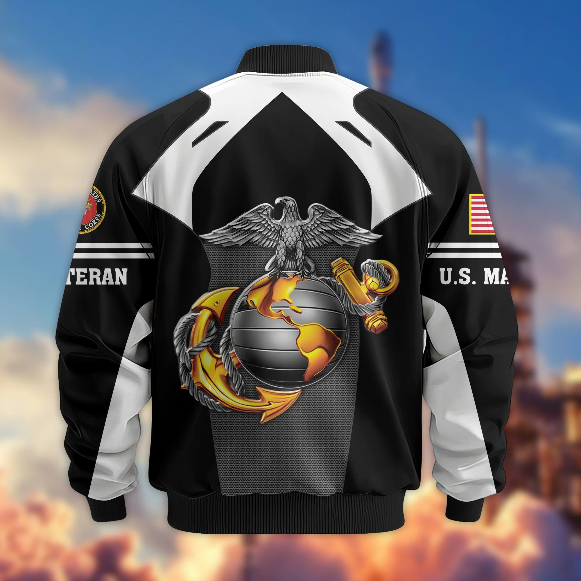 Premium US Veterans Bomber Jacket, Gifts For US Veterans, Gifts On Father's Day, Veterans Day.