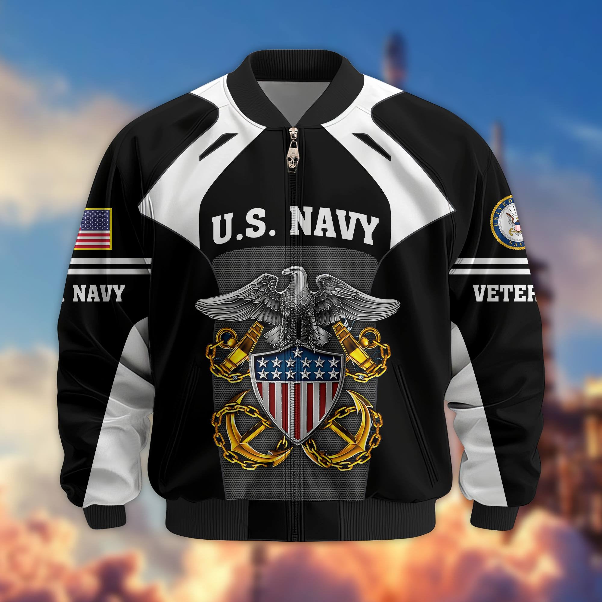 Premium US Veterans Bomber Jacket, Gifts For US Veterans, Gifts On Father's Day, Veterans Day.