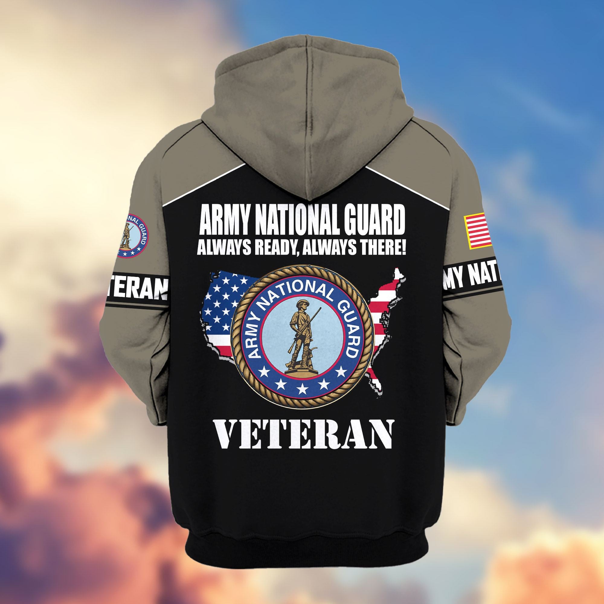 Premium US Veterans Zip Hoodie, Gifts For US Veterans, Gifts On Father's Day, Veterans Day.