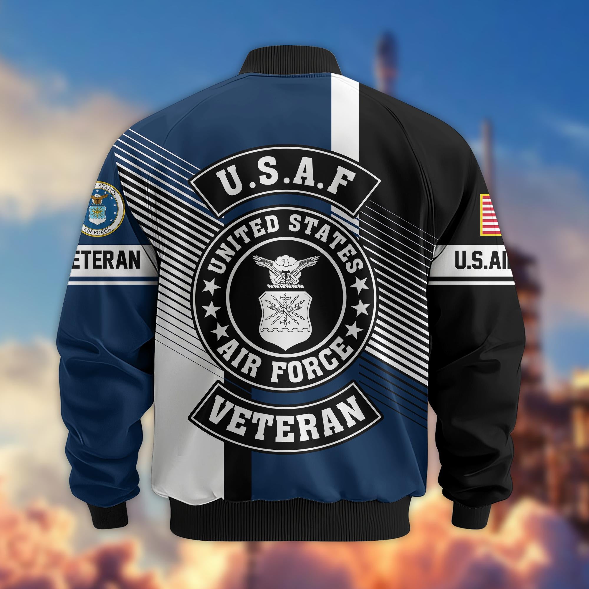 Premium US Veterans Bomber Jacket, Gifts For US Veterans, Gifts On Father's Day, Veterans Day.