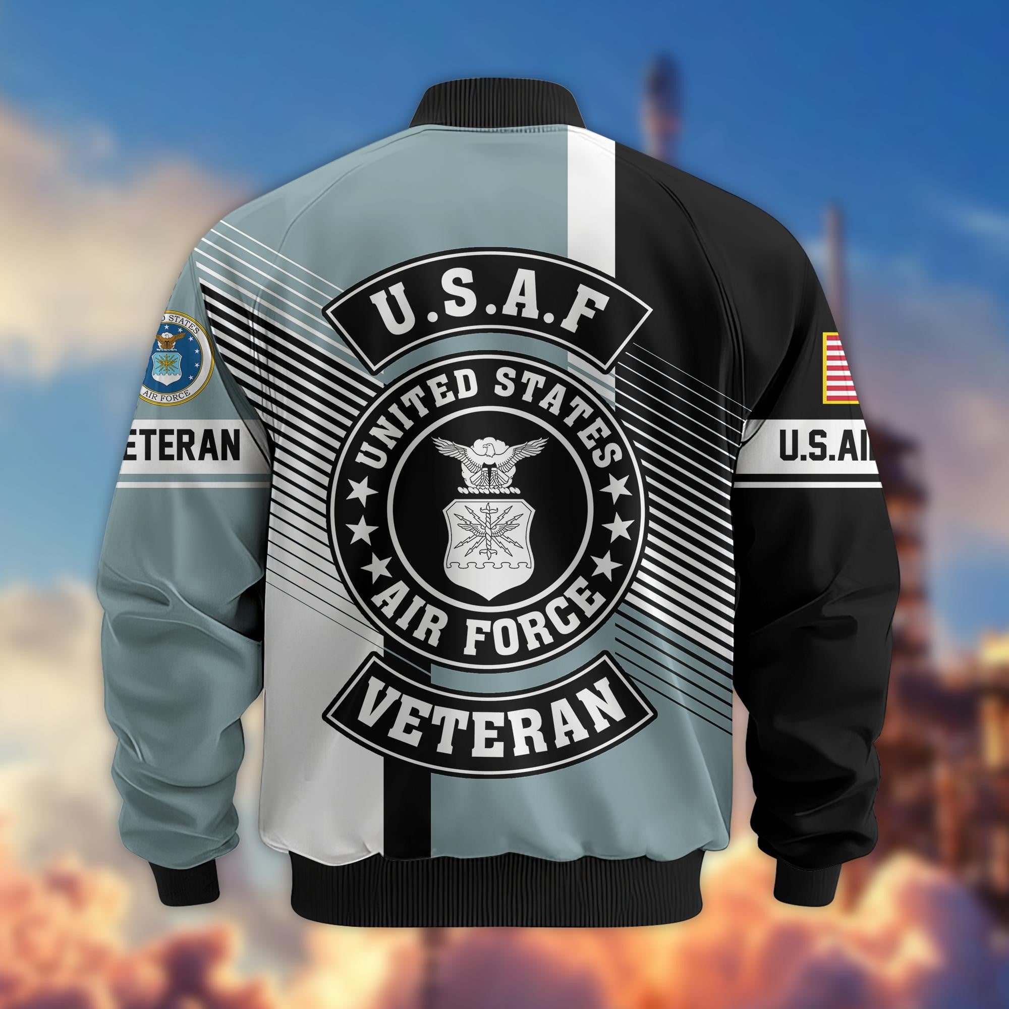 Premium US Veterans Bomber Jacket, Gifts For US Veterans, Gifts On Father's Day, Veterans Day.