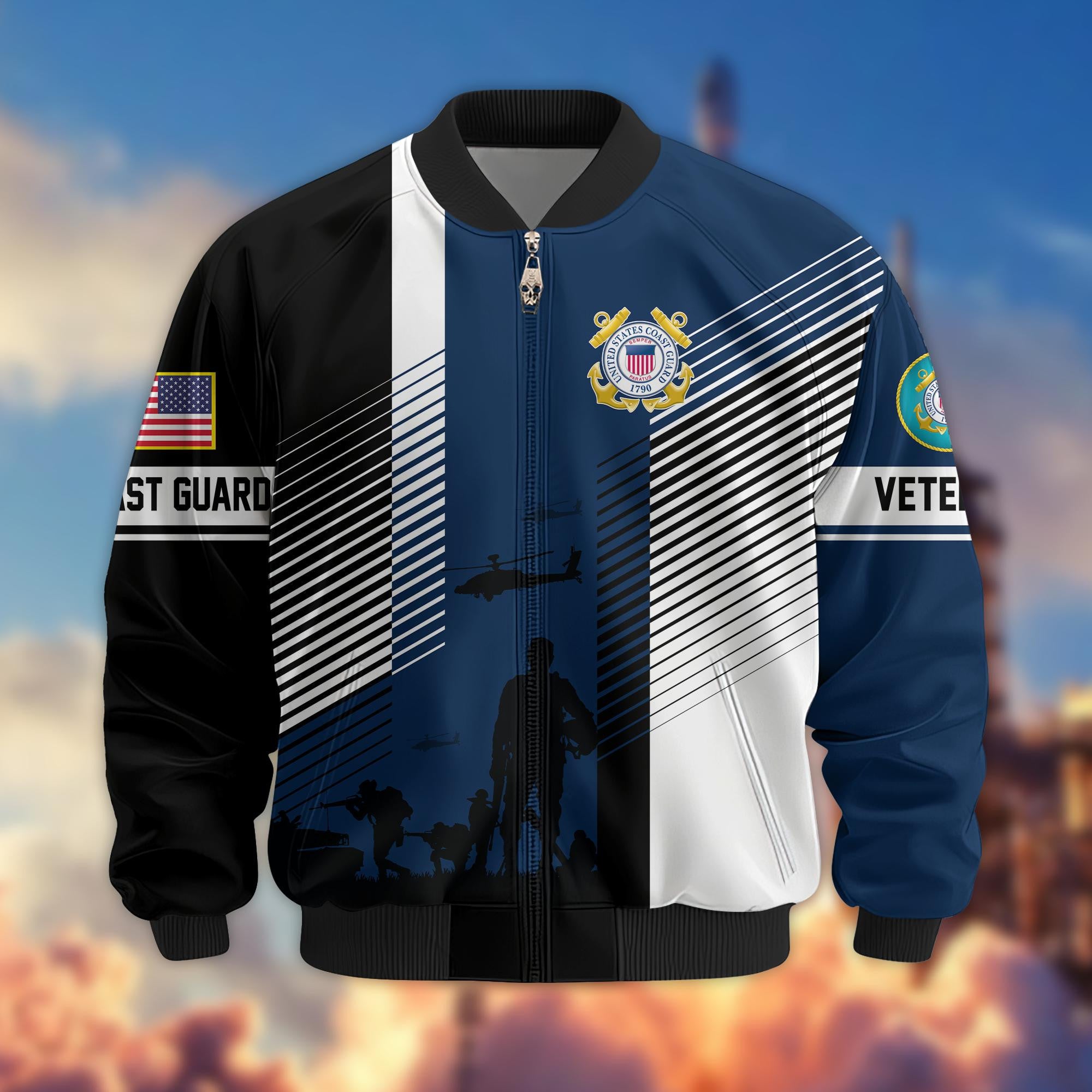 Premium US Veterans Bomber Jacket, Gifts For US Veterans, Gifts On Father's Day, Veterans Day.