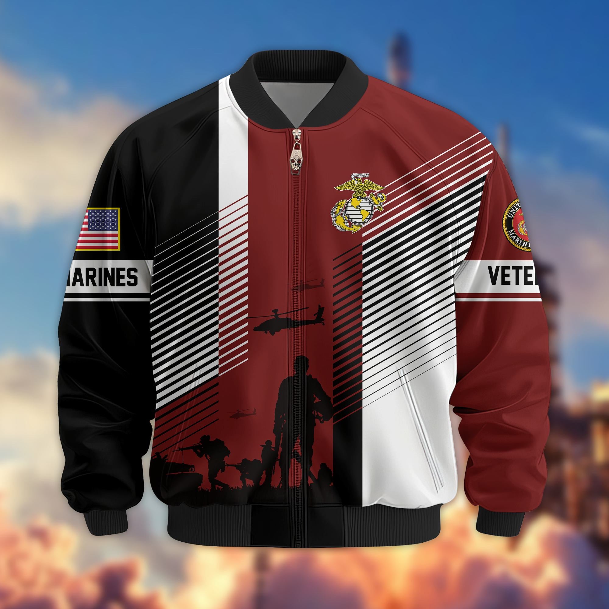 Premium US Veterans Bomber Jacket, Gifts For US Veterans, Gifts On Father's Day, Veterans Day.