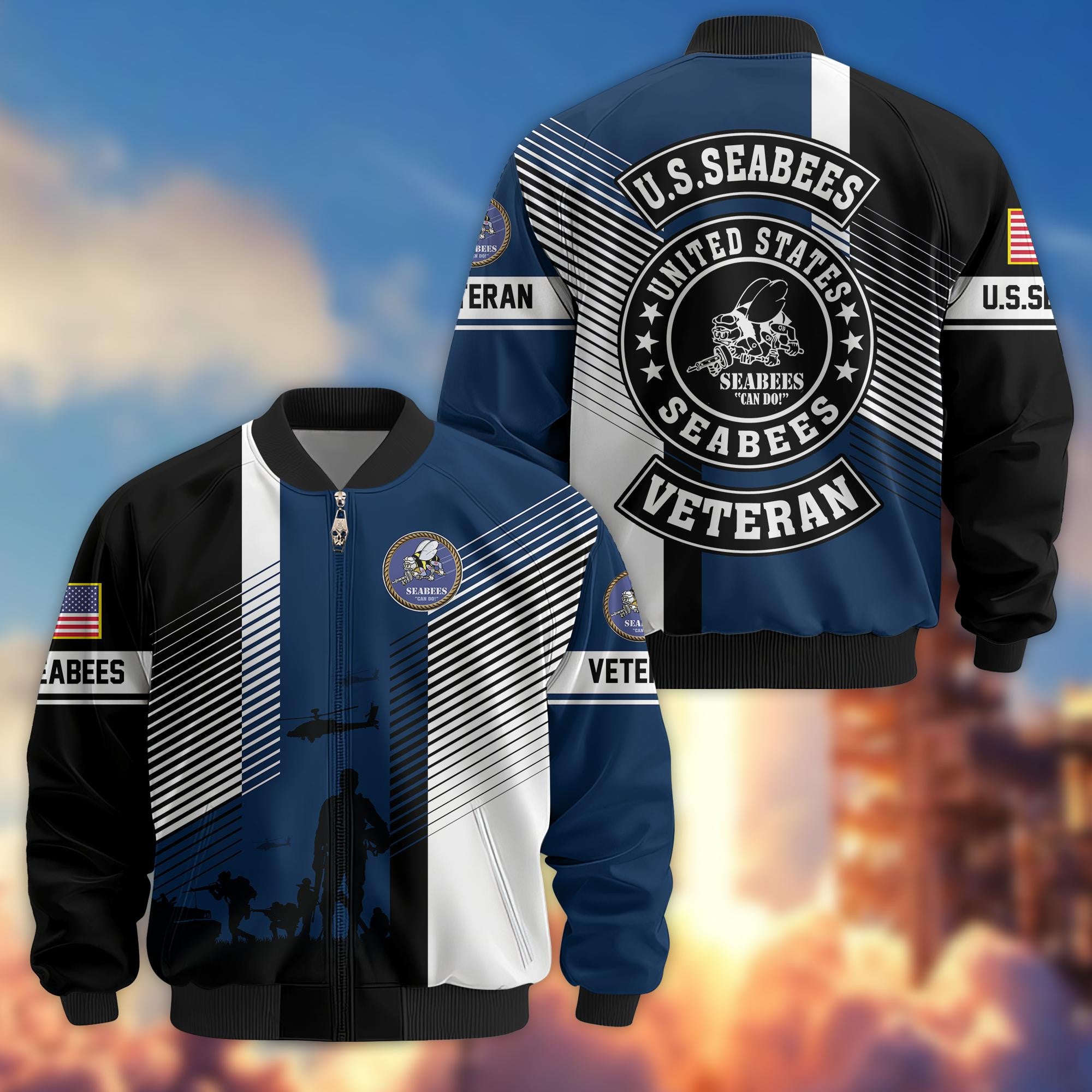 Premium US Veterans Bomber Jacket, Gifts For US Veterans, Gifts On Father's Day, Veterans Day.