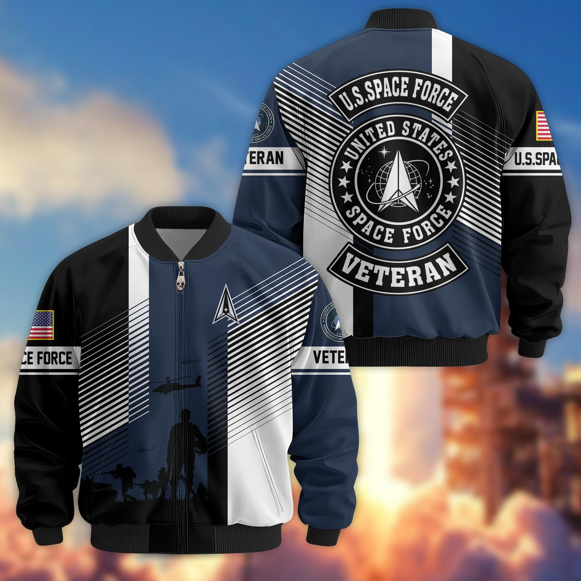 Premium US Veterans Bomber Jacket, Gifts For US Veterans, Gifts On Father's Day, Veterans Day.