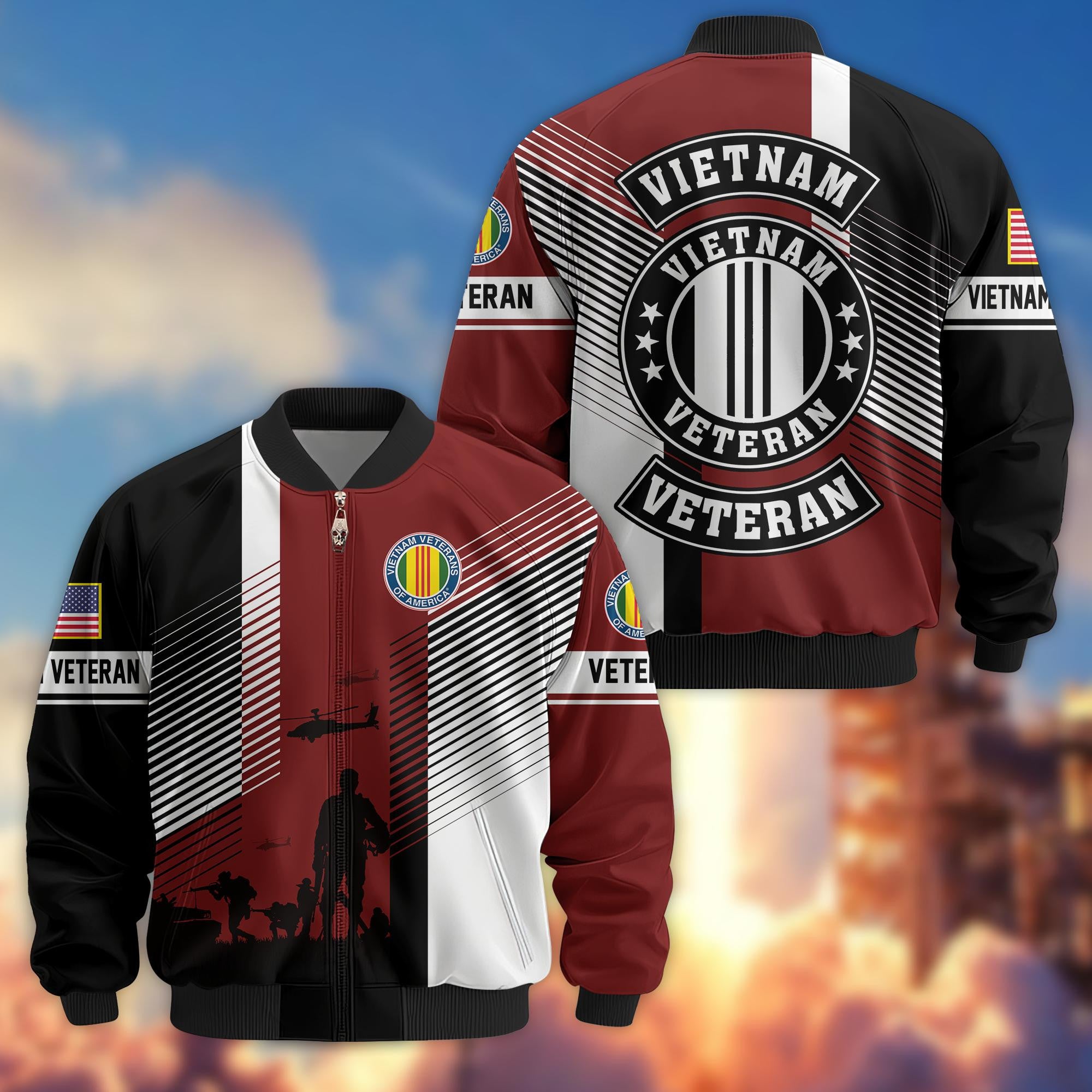 Premium US Veterans Bomber Jacket, Gifts For US Veterans, Gifts On Father's Day, Veterans Day.