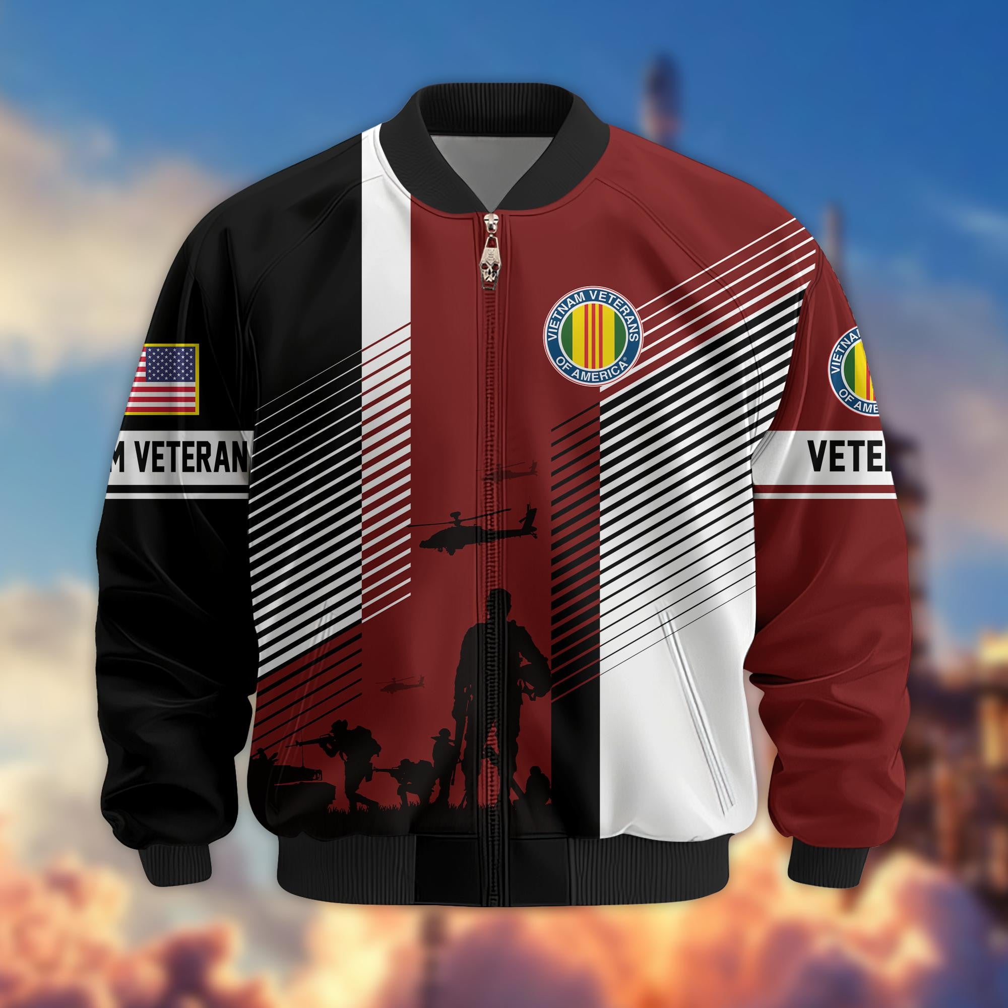 Premium US Veterans Bomber Jacket, Gifts For US Veterans, Gifts On Father's Day, Veterans Day.