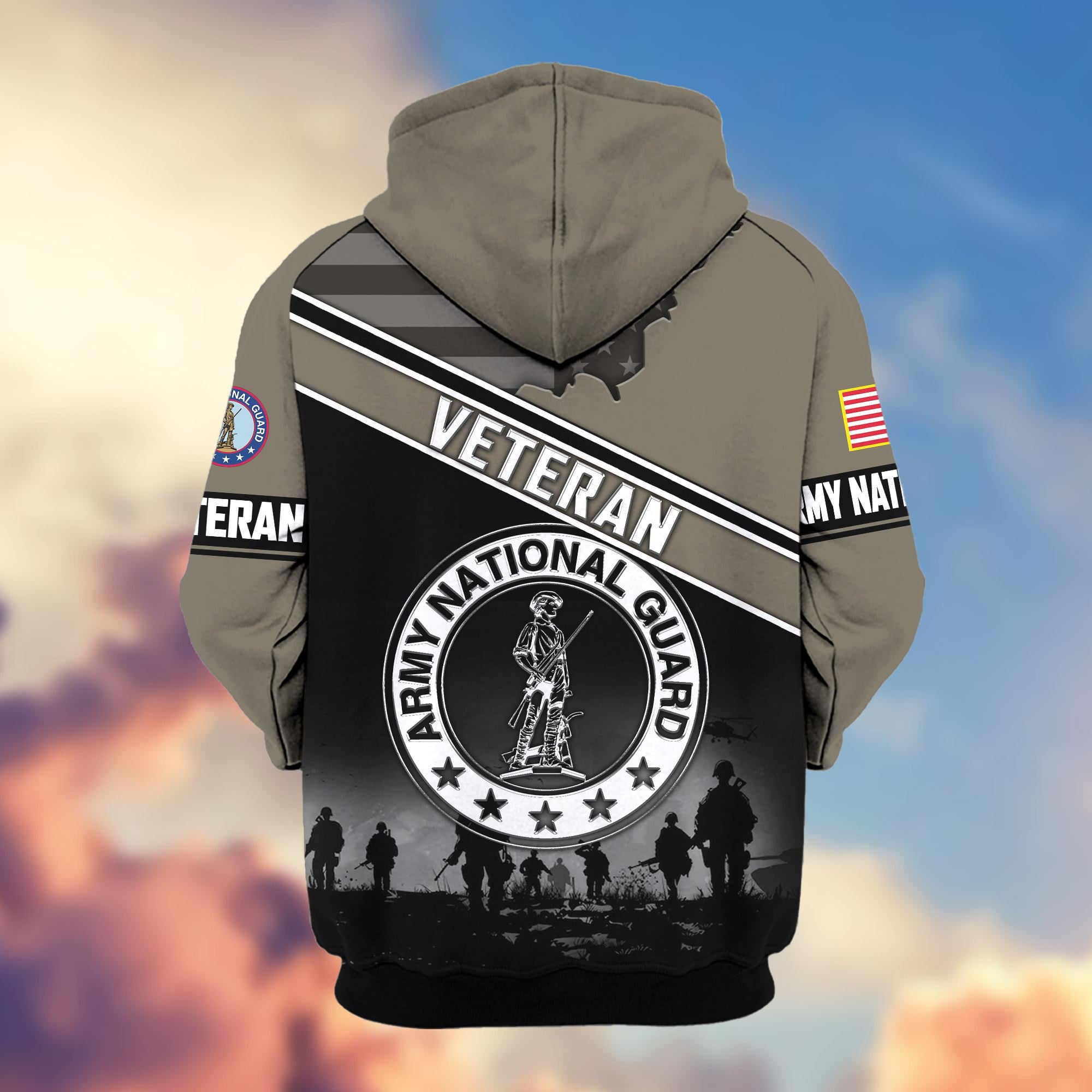 Premium US Veterans Zip Hoodie, Gifts For US Veterans, Gifts On Father's Day, Veterans Day.