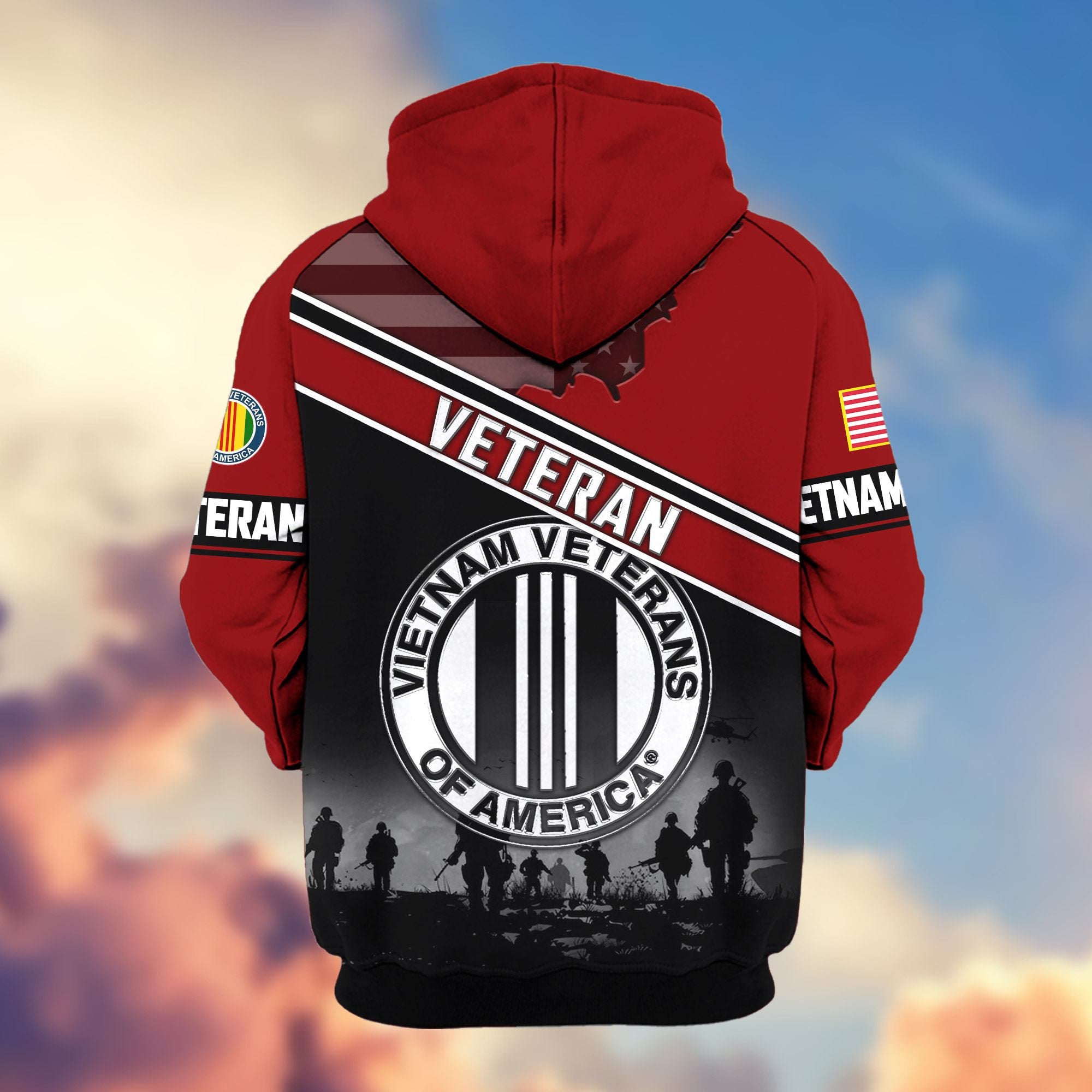 Premium US Veterans Zip Hoodie, Gifts For US Veterans, Gifts On Father's Day, Veterans Day.