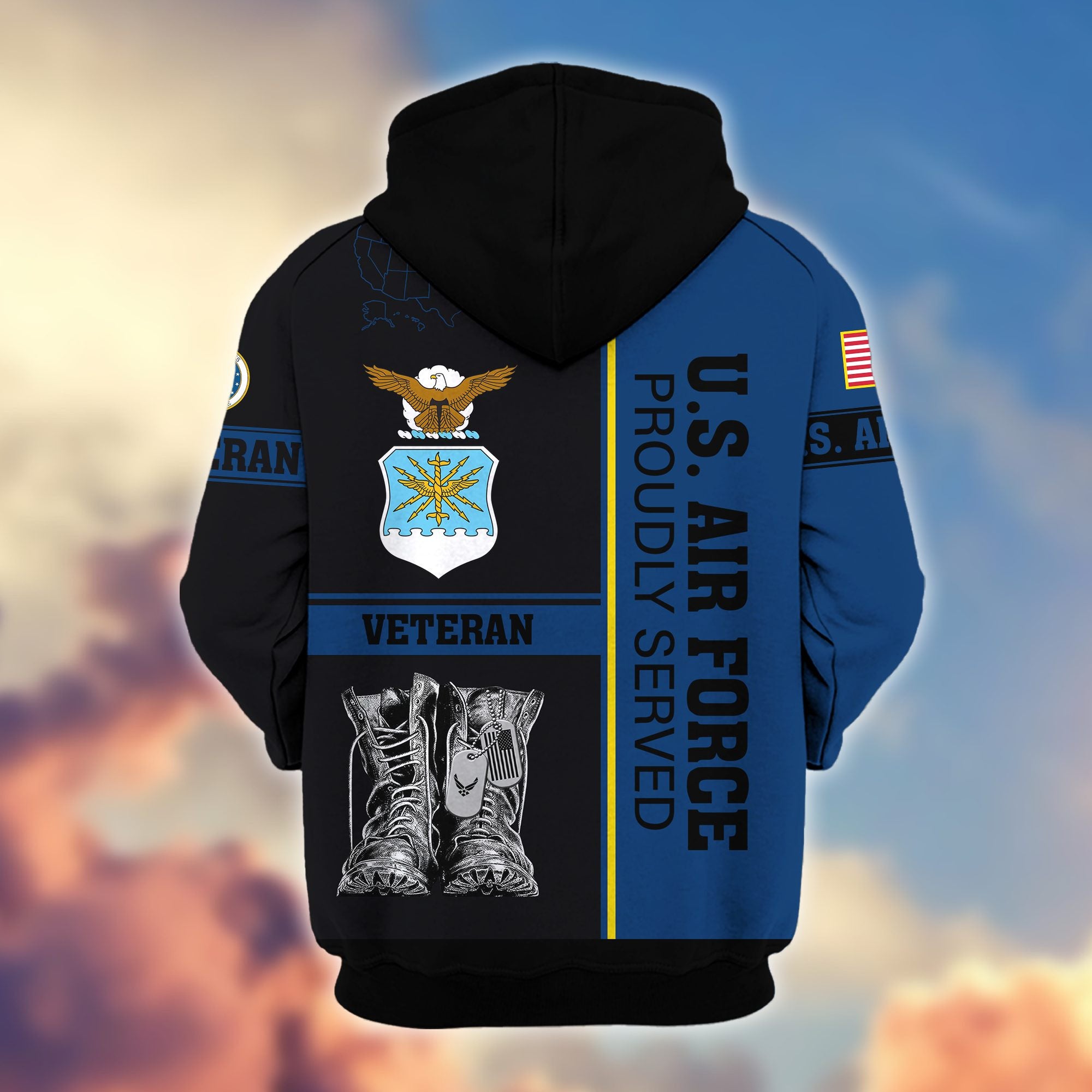 Premium US Veterans Zip Hoodie, Gifts For US Veterans, Gifts On Father's Day, Veterans Day.