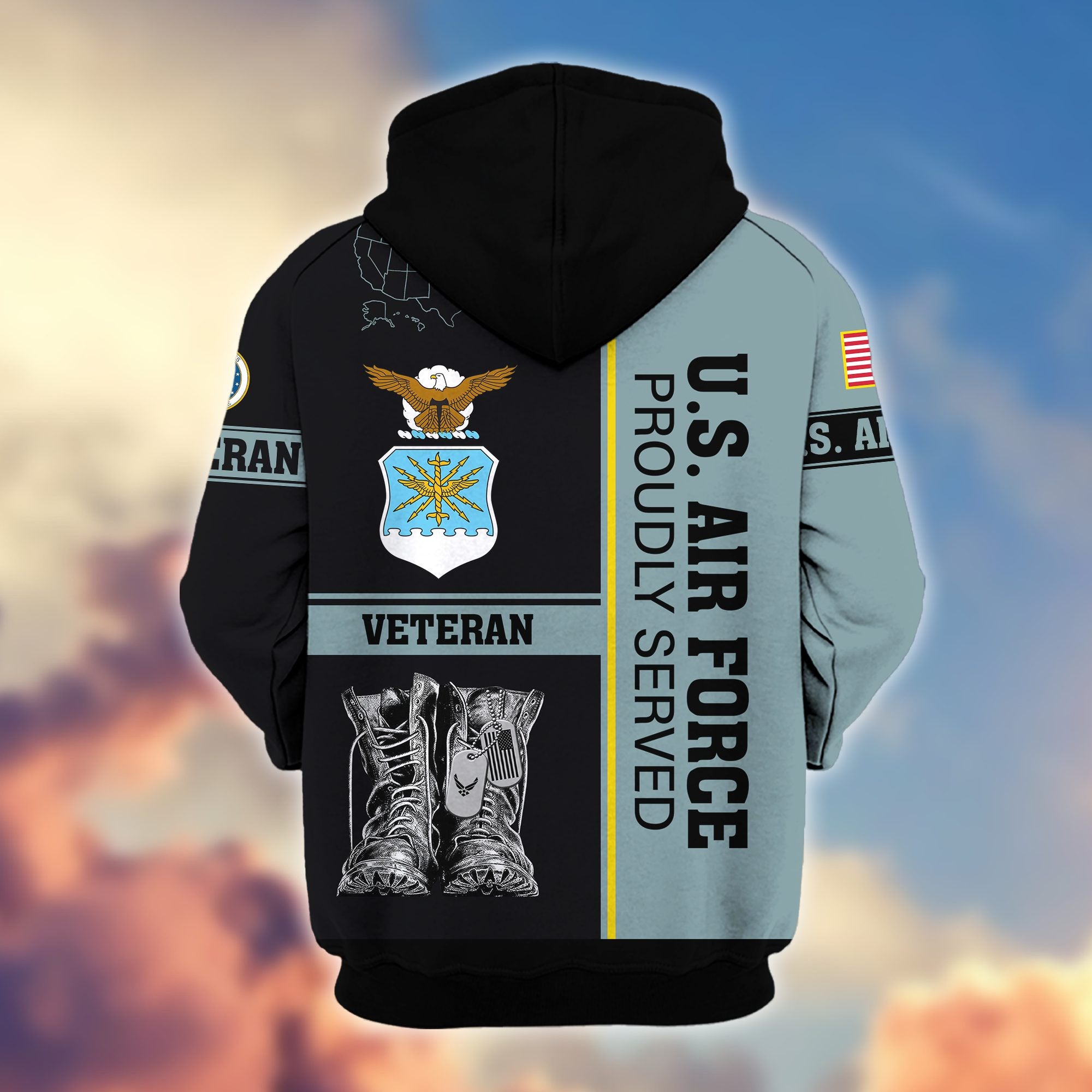 Premium US Veterans Zip Hoodie, Gifts For US Veterans, Gifts On Father's Day, Veterans Day.