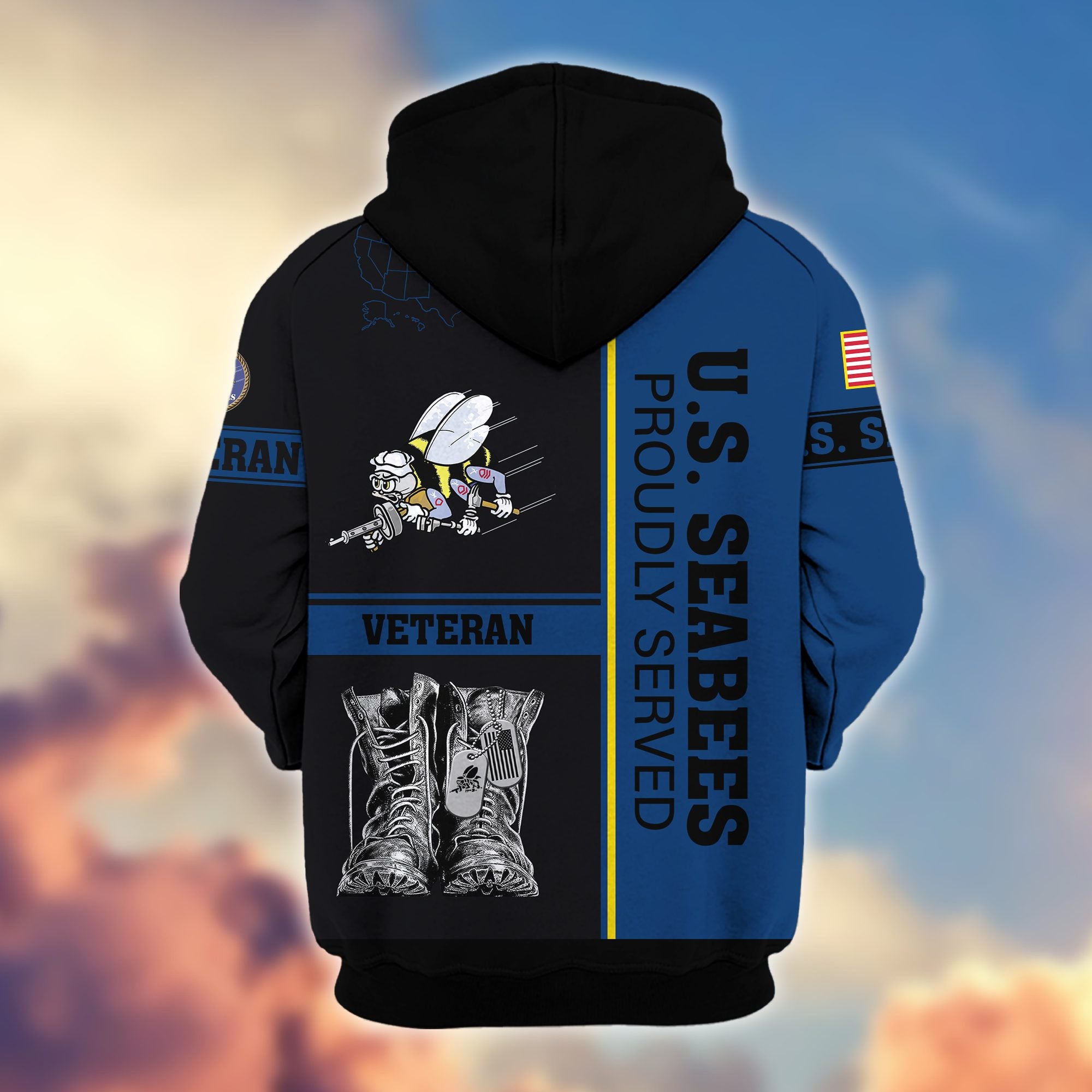 Premium US Veterans Zip Hoodie, Gifts For US Veterans, Gifts On Father's Day, Veterans Day.
