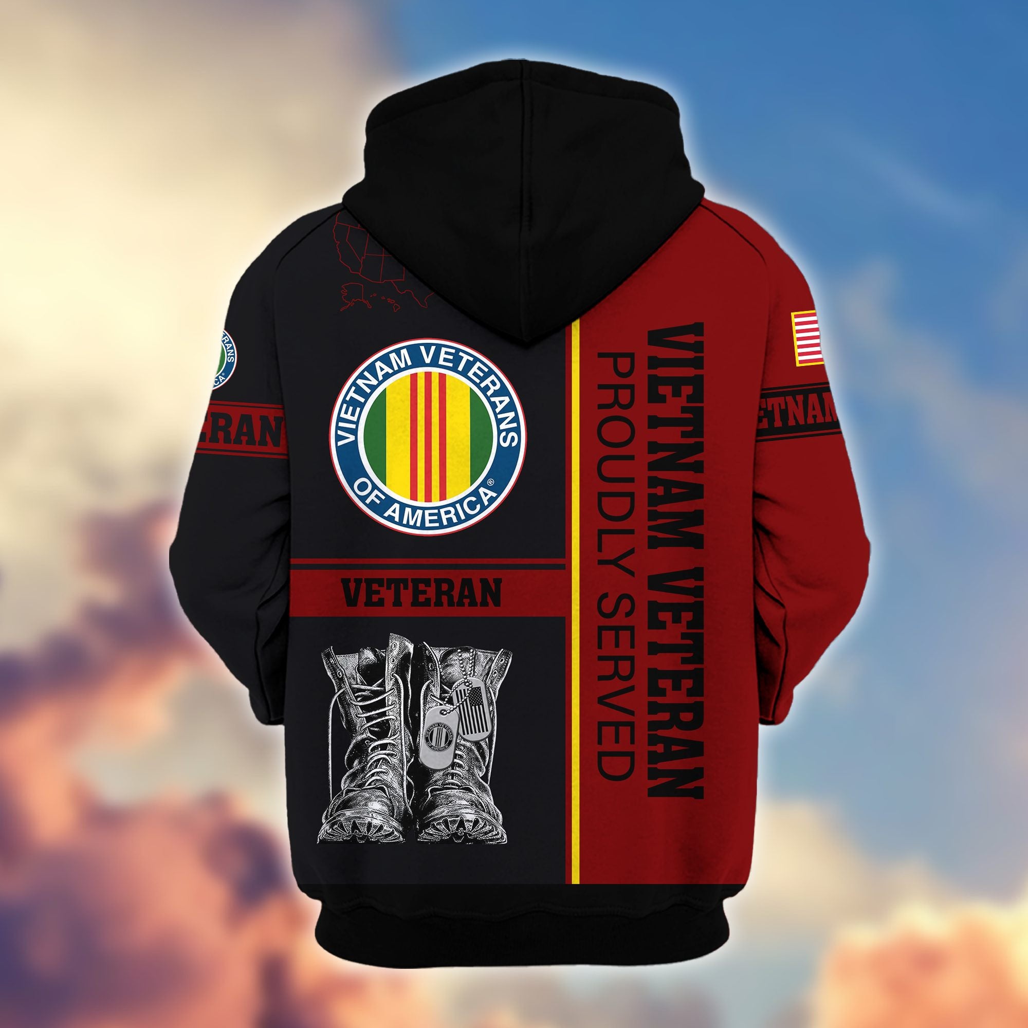 Premium US Veterans Zip Hoodie, Gifts For US Veterans, Gifts On Father's Day, Veterans Day.