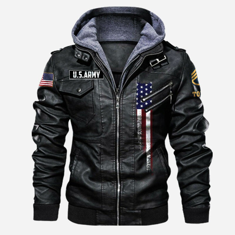 Premium Custom US Army Veteran Leather Jacket, Gifts For Army Veteran, Gifts On Father's Day, Veterans Day.