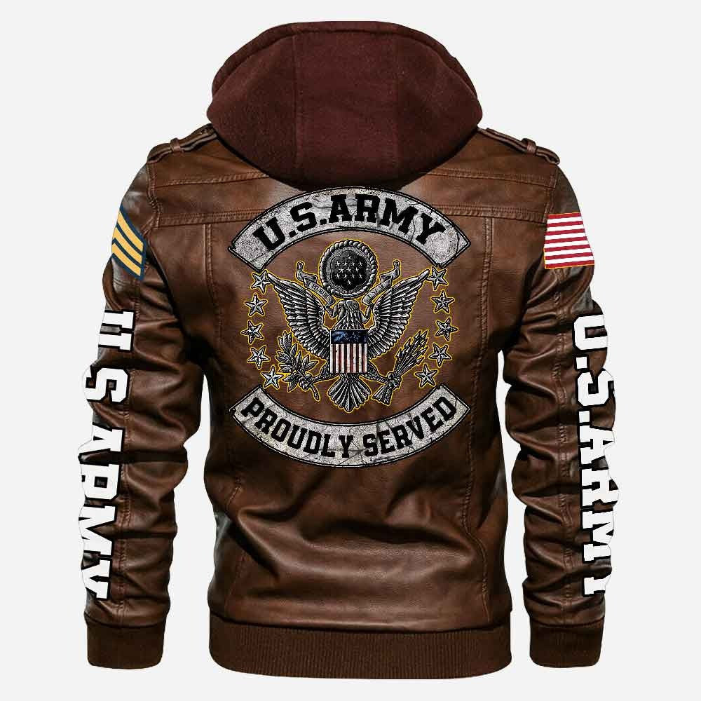 Premium Custom US Army Veteran Leather Jacket, Gifts For Army Veteran, Gifts On Father's Day, Veterans Day.