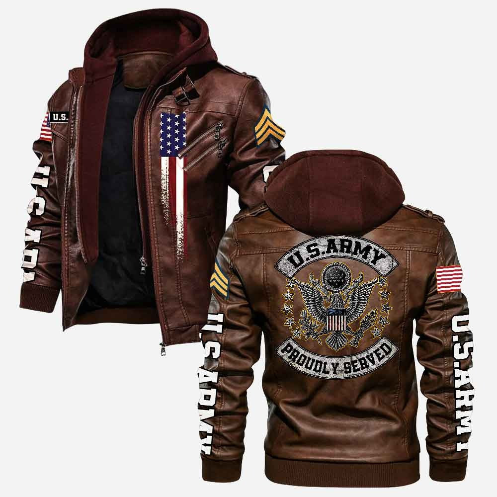 Premium Custom US Army Veteran Leather Jacket, Gifts For Army Veteran, Gifts On Father's Day, Veterans Day.