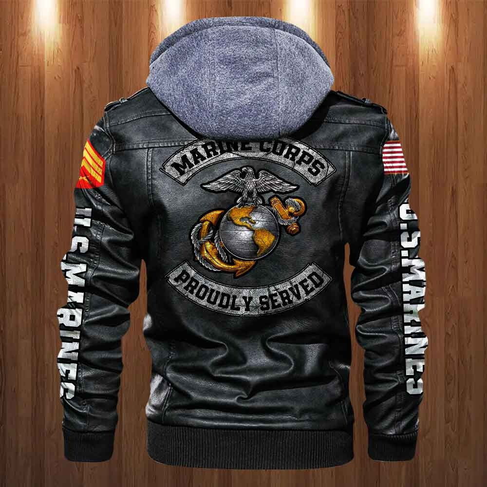 Premium Custom USMC Veteran Leather Jacket, Gifts For Marine Veteran, Gifts On Father's Day, Veterans Day.