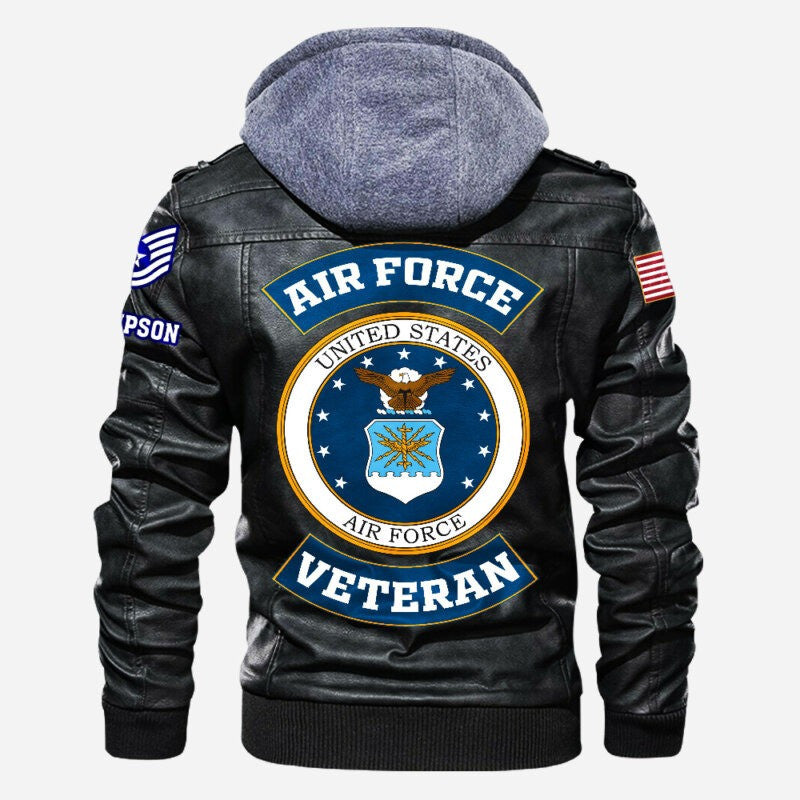 Premium Custom USAF Veteran Leather Jacket, Gifts For Air Force Veteran, Gifts On Father's Day, Veterans Day.