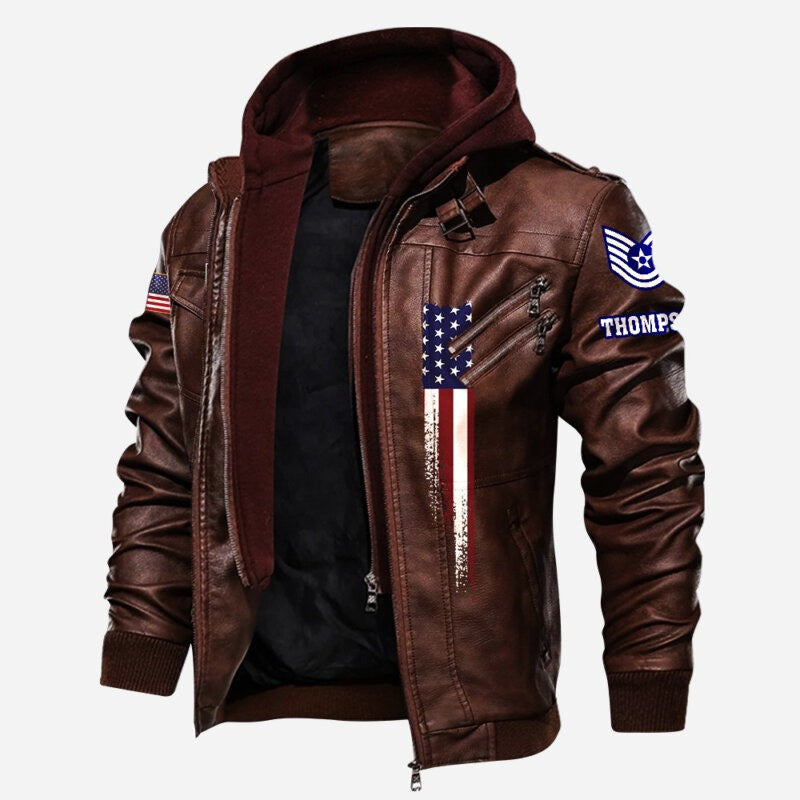 Premium Custom USAF Veteran Leather Jacket, Gifts For Air Force Veteran, Gifts On Father's Day, Veterans Day.