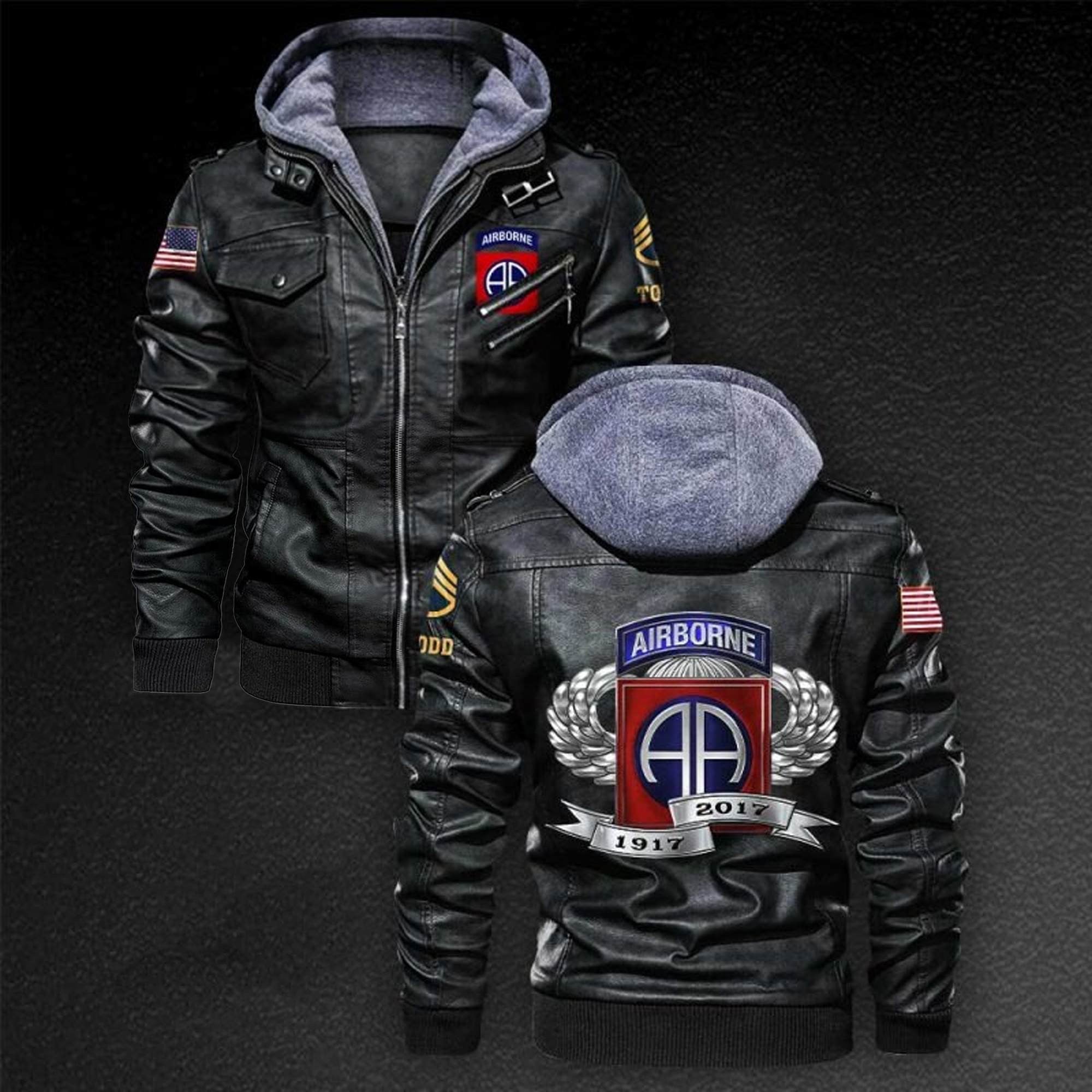 Premium Custom Unit US Army Veteran Leather Jacket, Gifts For Army Veteran, Gifts On Father's Day, Veterans Day.