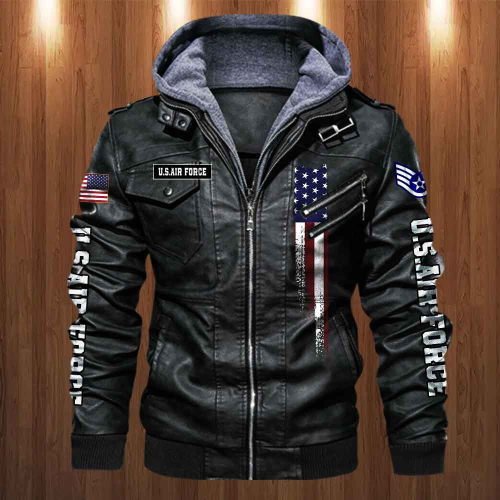 Premium Custom Unit USAF Veteran Leather Jacket, Gifts For Air Force Veteran, Gifts On Father's Day, Veterans Day.