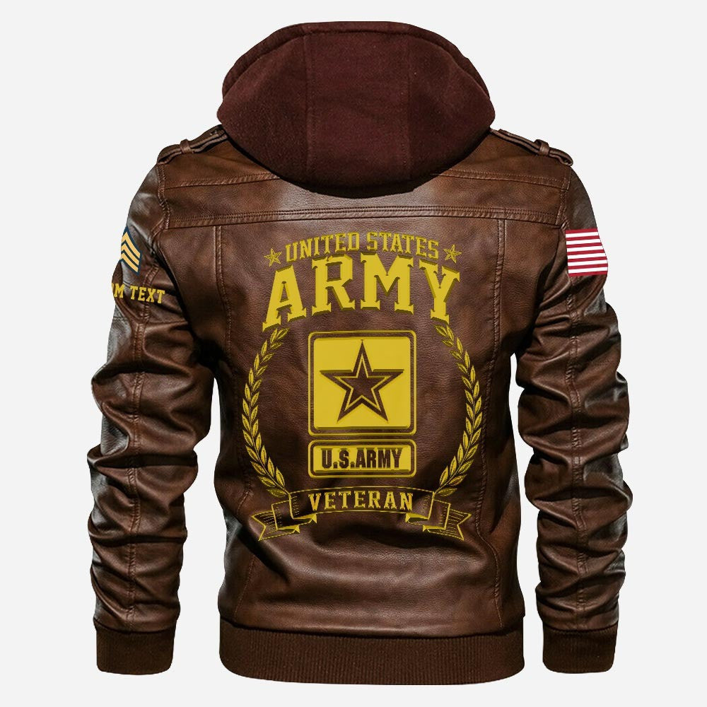 Premium Custom US Army Veteran Leather Jacket, Gifts For Army Veteran, Gifts On Father's Day, Veterans Day.