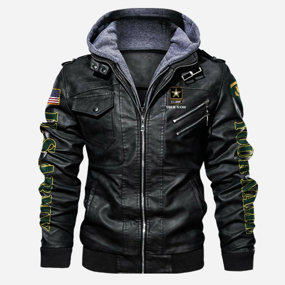 Premium Custom US Army Veteran Leather Jacket, Gifts For Army Veteran, Gifts On Father's Day, Veterans Day.