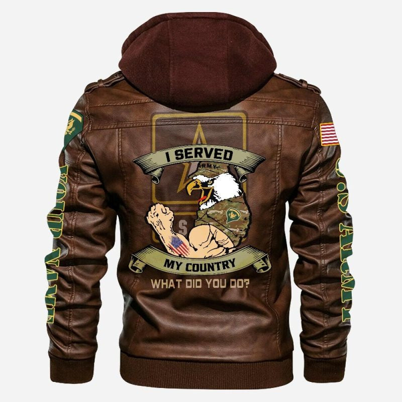 Premium Custom US Army Veteran Leather Jacket, Gifts For Army Veteran, Gifts On Father's Day, Veterans Day.