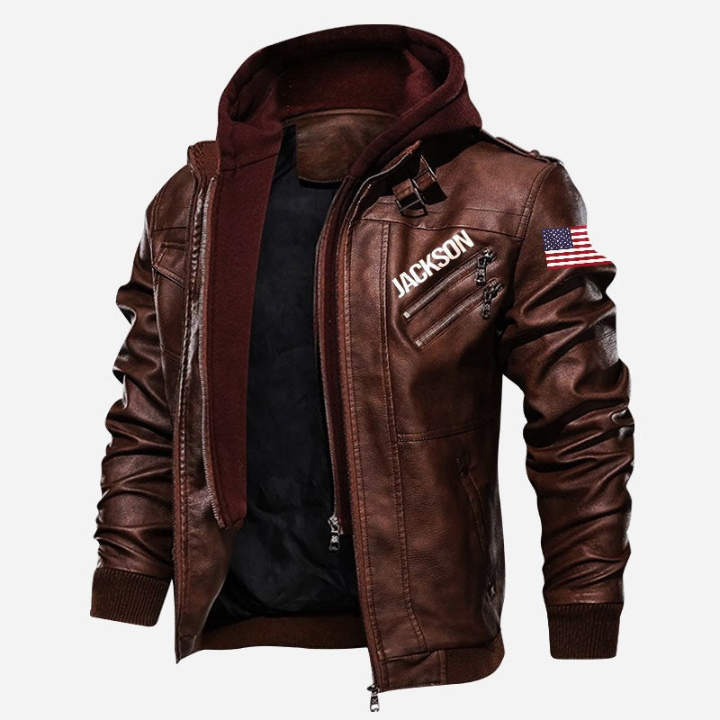 Premium Custom US Veteran Leather Jacket, Gifts For US Veteran, Gifts On Father's Day, Veterans Day.