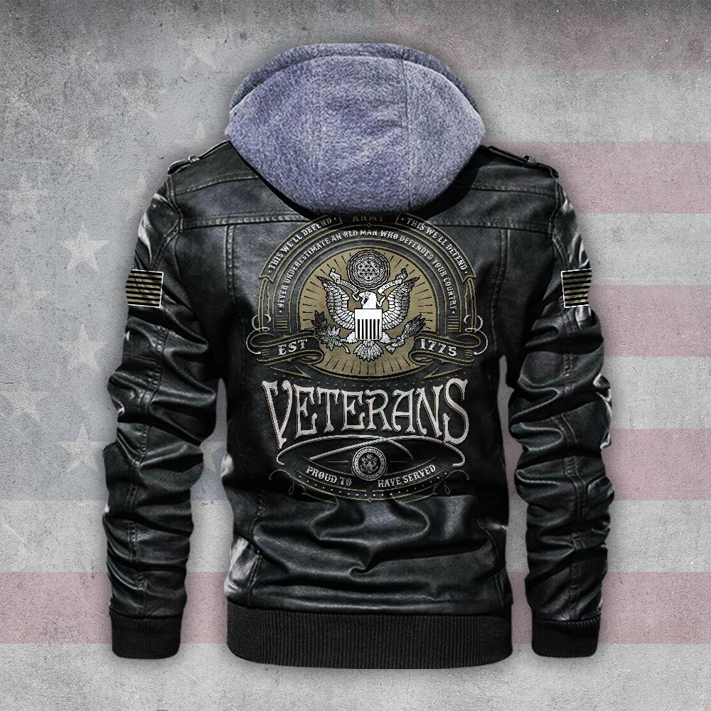 Premium Custom US Veteran Leather Jacket, Gifts For US Veteran, Gifts On Father's Day, Veterans Day.