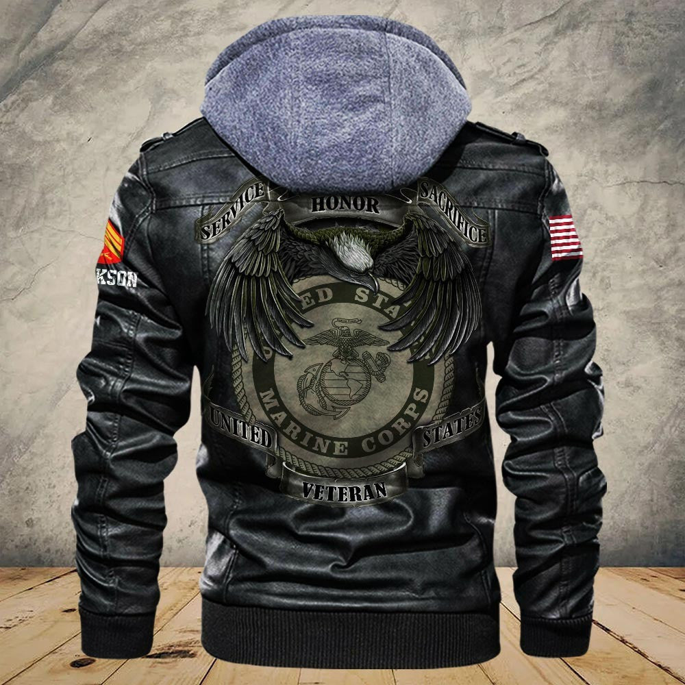 Premium Custom USMC Leather Jacket, Gifts For Marine Veteran, Gifts On Father's Day, Veterans Day.