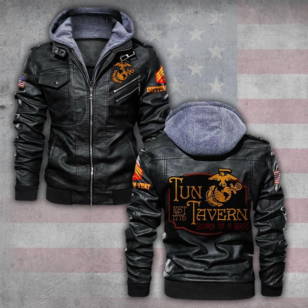 Premium Custom USMC Leather Jacket, Gifts For Marine Veteran, Gifts On Father's Day, Veterans Day.