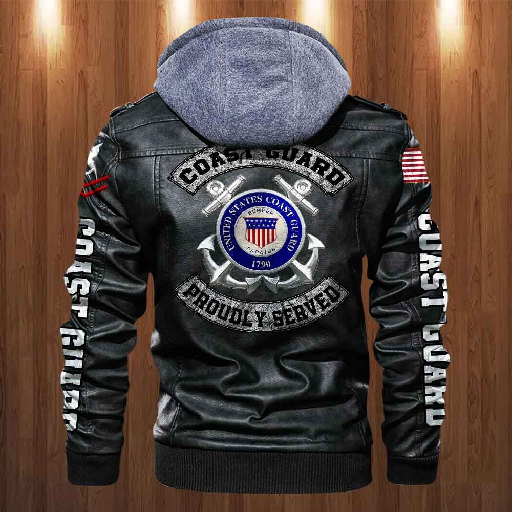 Premium Custom USCG Leather Jacket, Gifts For Coast Guard Veteran, Gifts On Father's Day, Veterans Day.