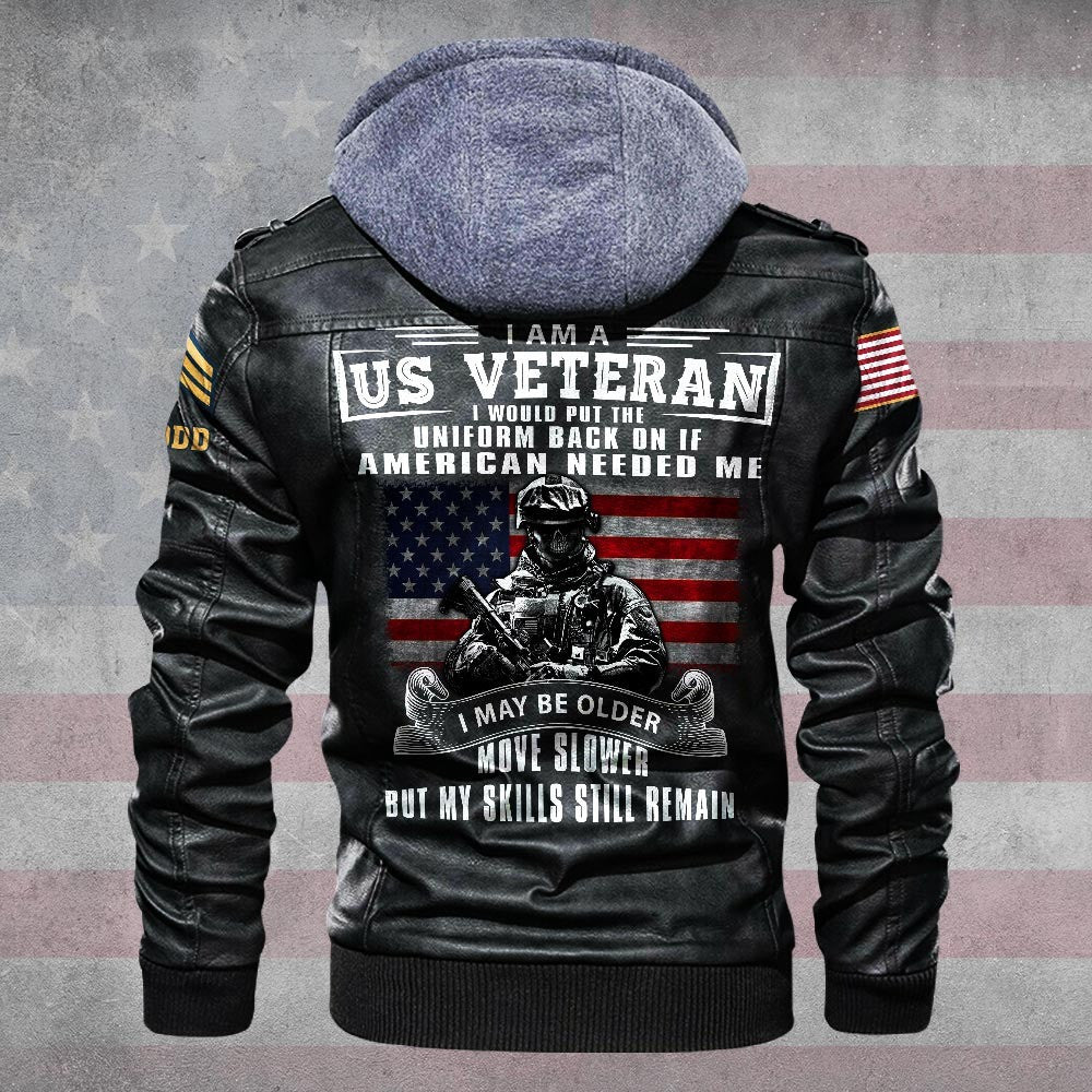 Premium Custom US Army Leather Jacket, Gifts For Army Veteran, Gifts On Father's Day, Veterans Day.