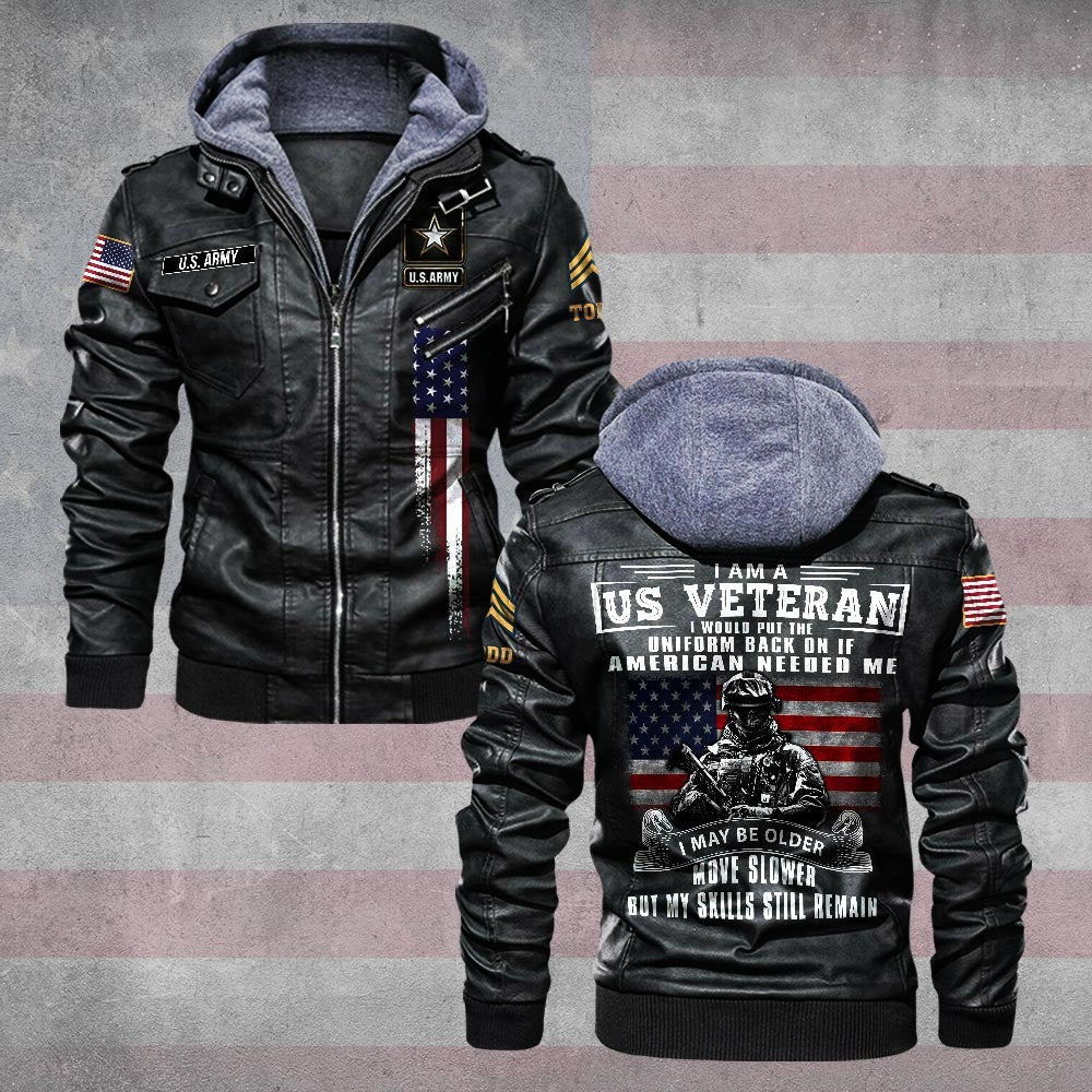 Premium Custom US Army Leather Jacket, Gifts For Army Veteran, Gifts On Father's Day, Veterans Day.