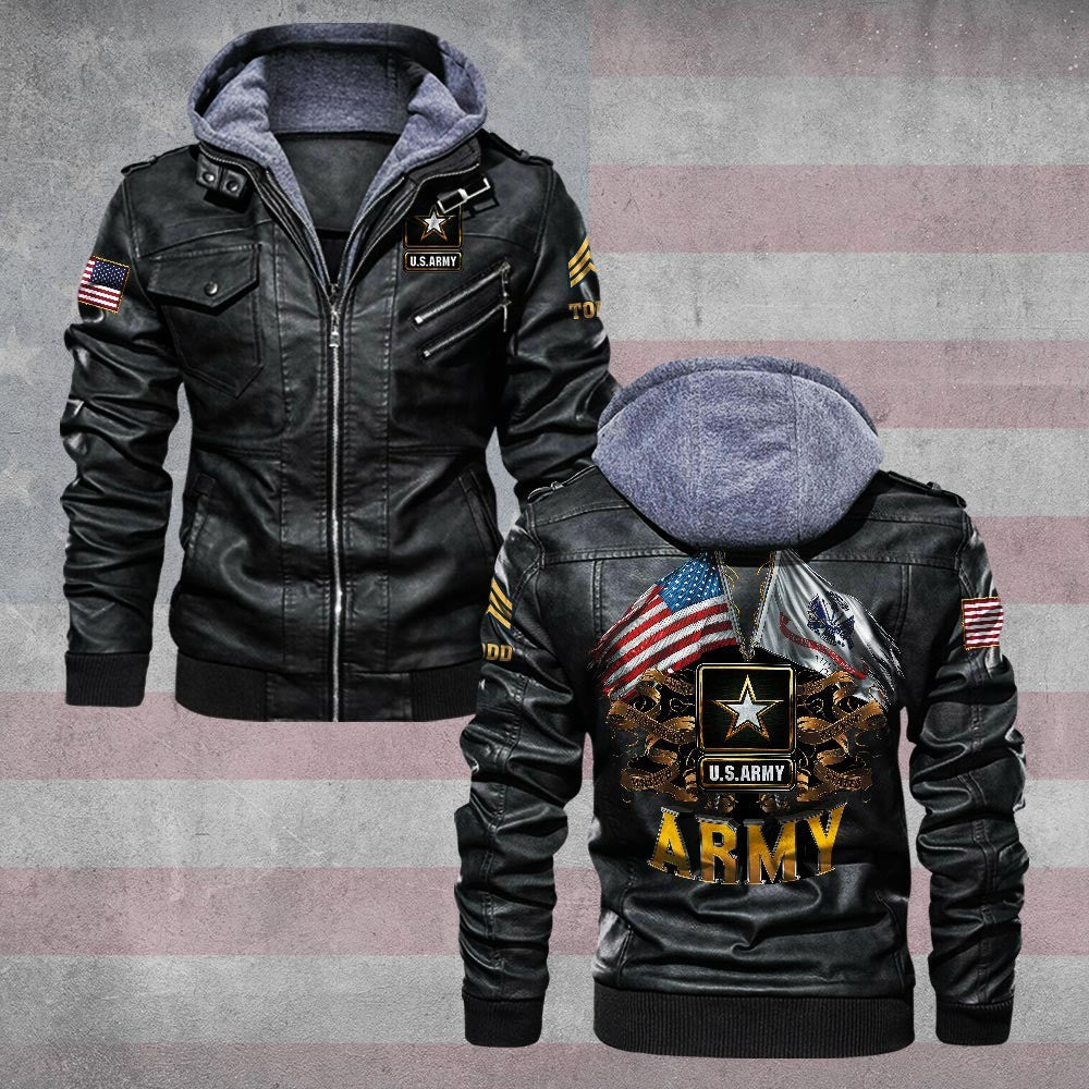 Premium Custom US Army Leather Jacket, Gifts For Army Veteran, Gifts On Father's Day, Veterans Day.