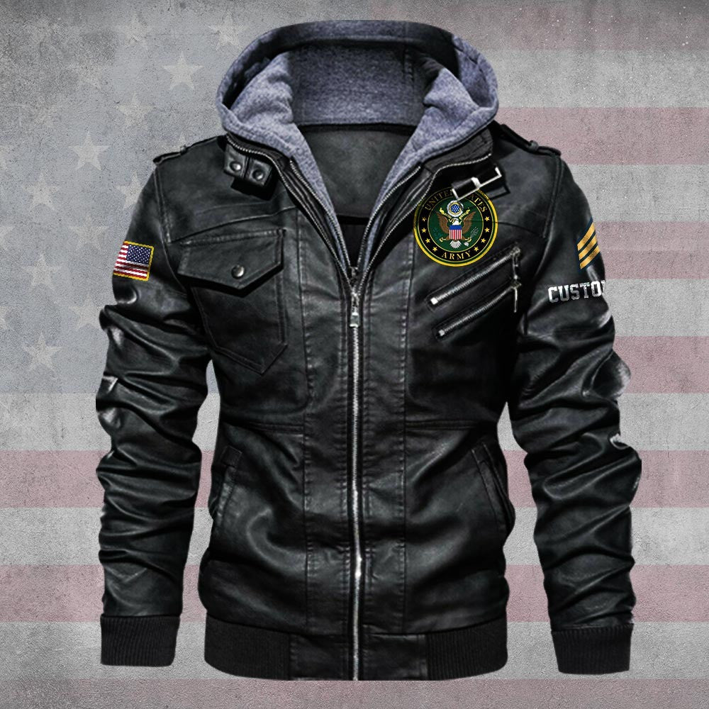 Premium Custom US Army Leather Jacket, Gifts For Army Veteran, Gifts On Father's Day, Veterans Day.
