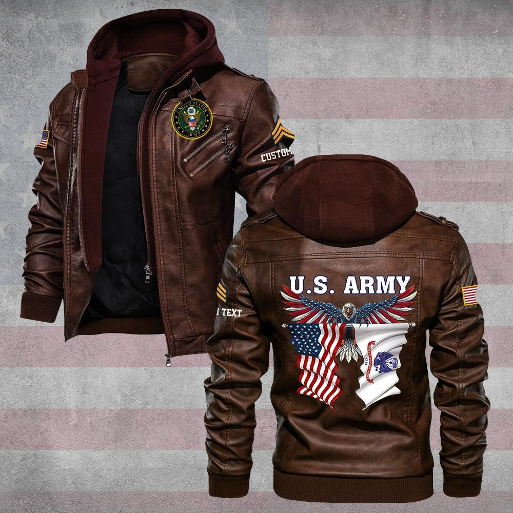 Premium Custom US Army Leather Jacket, Gifts For Army Veteran, Gifts On Father's Day, Veterans Day.