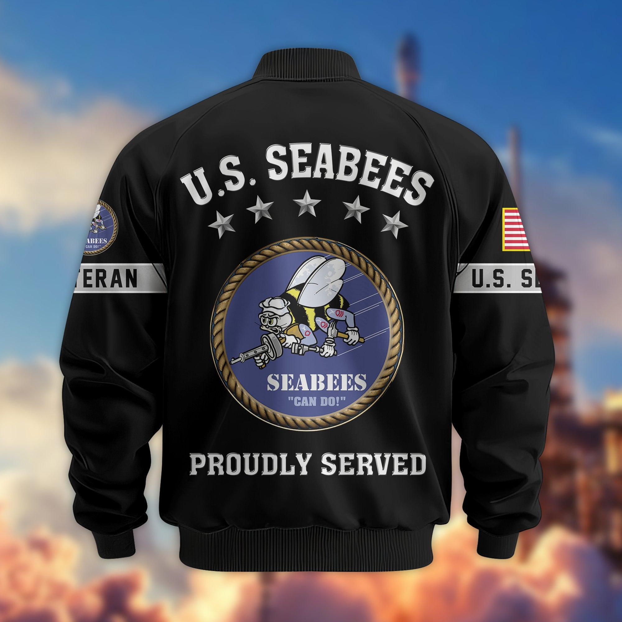 Premium US Veterans Bomber Jacket, Gifts For US Veterans, Gifts On Father's Day, Veterans Day.