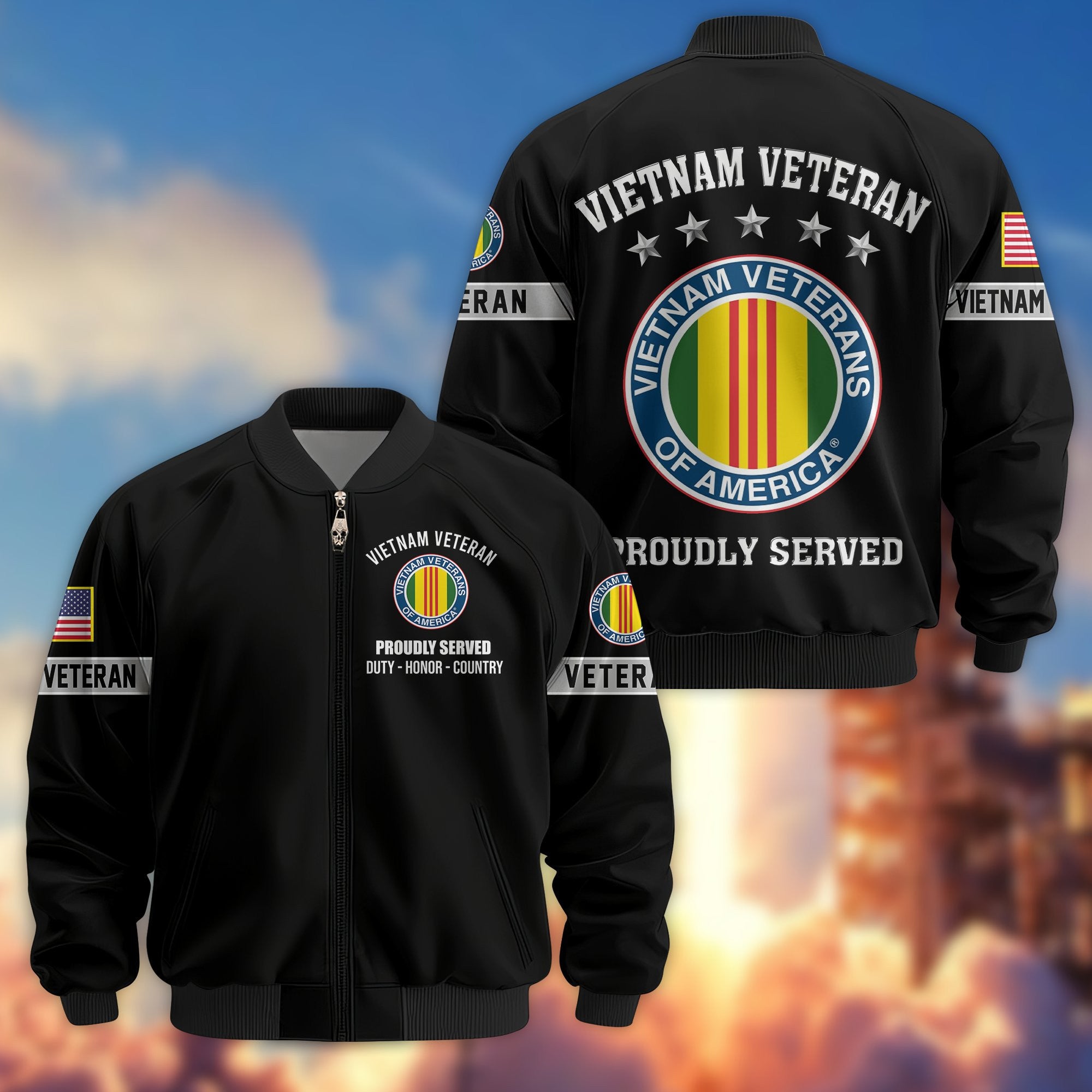 Premium US Veterans Bomber Jacket, Gifts For US Veterans, Gifts On Father's Day, Veterans Day.