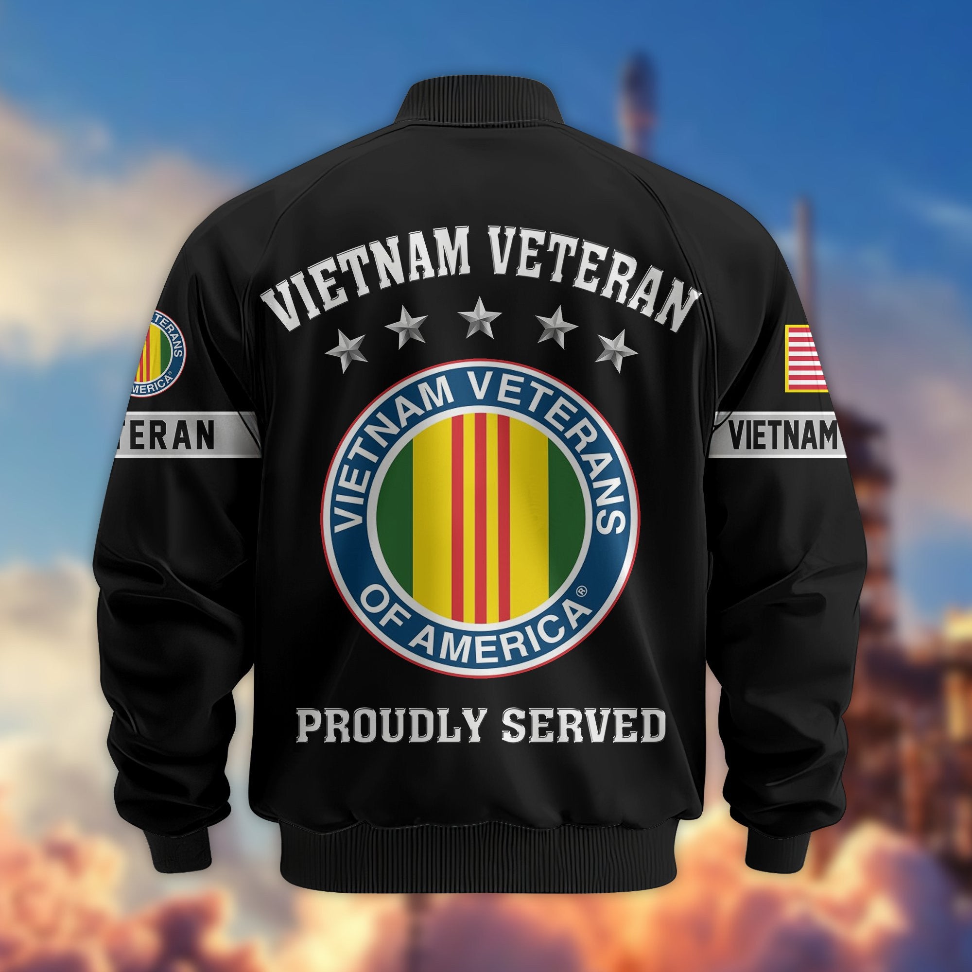 Premium US Veterans Bomber Jacket, Gifts For US Veterans, Gifts On Father's Day, Veterans Day.