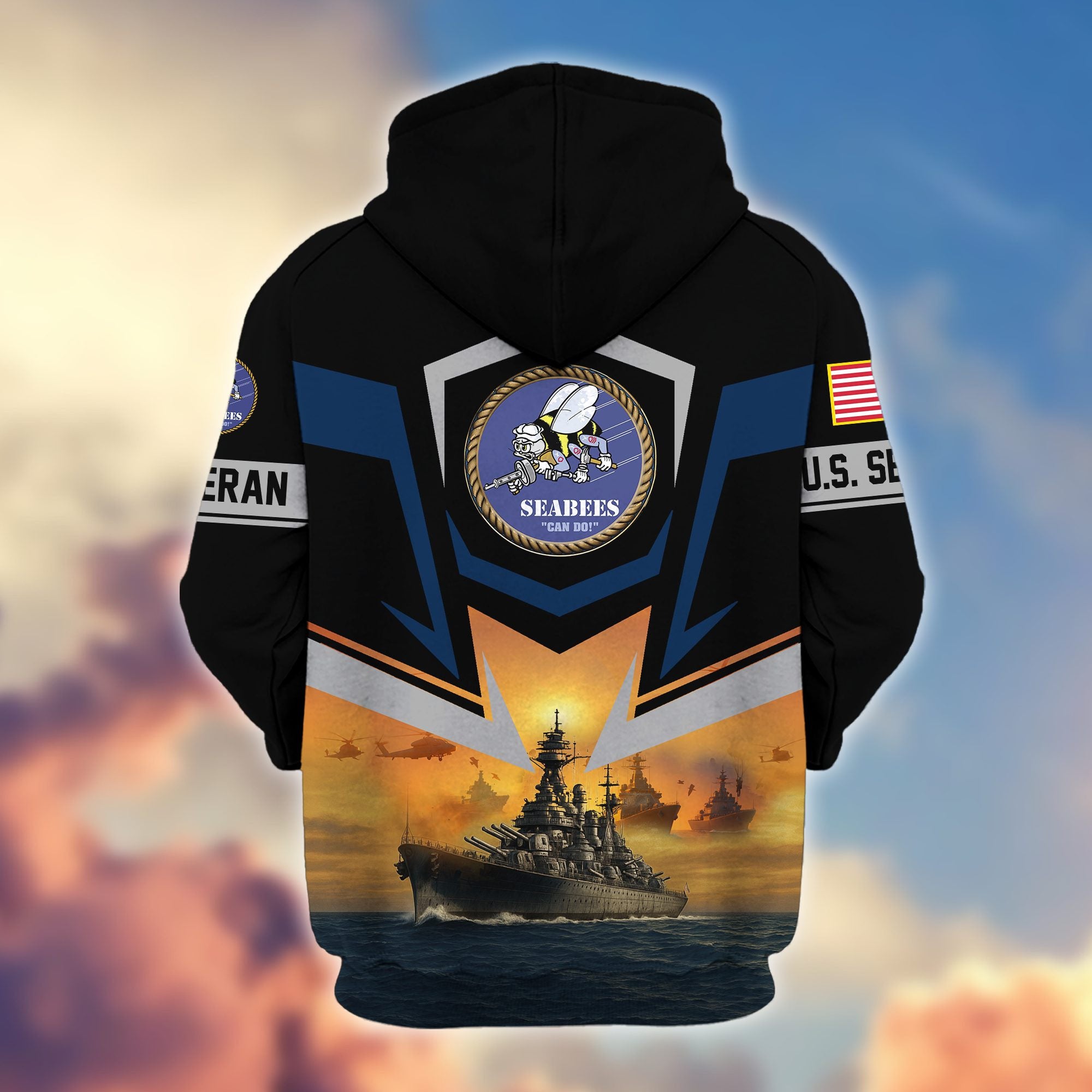 Premium US Veterans Zip Hoodie, Gifts For US Veterans, Gifts On Father's Day, Veterans Day.