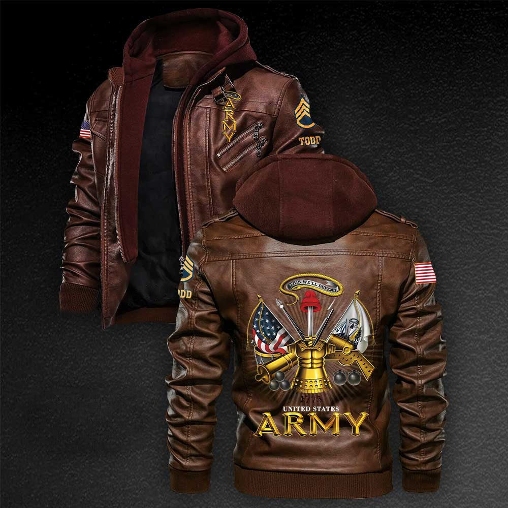 Premium Custom US Army Leather Jacket, Gifts For Army Veteran, Gifts On Father's Day, Veterans Day.