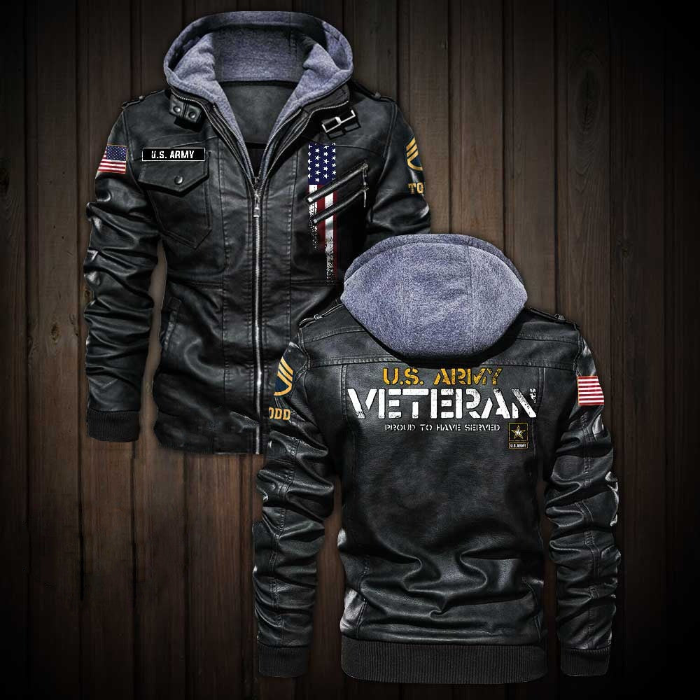Premium Custom US Army Leather Jacket, Gifts For Army Veteran, Gifts On Father's Day, Veterans Day.